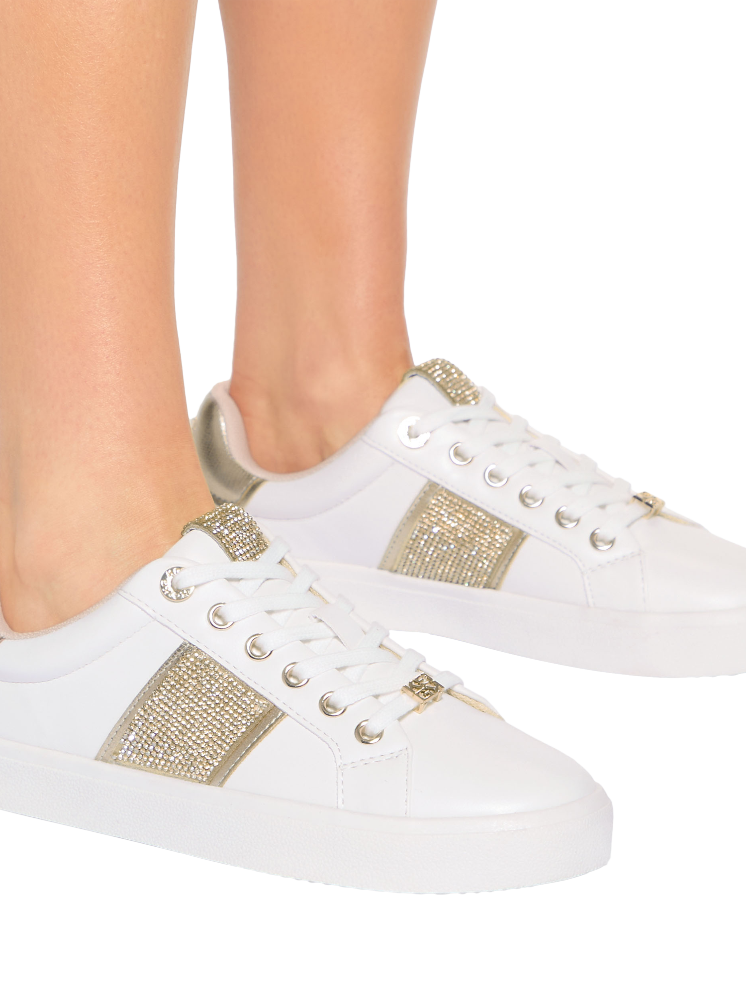 Product image 2 of 5, which shows KG Kurt Geiger Lucie Embellished Trainers, White, 3