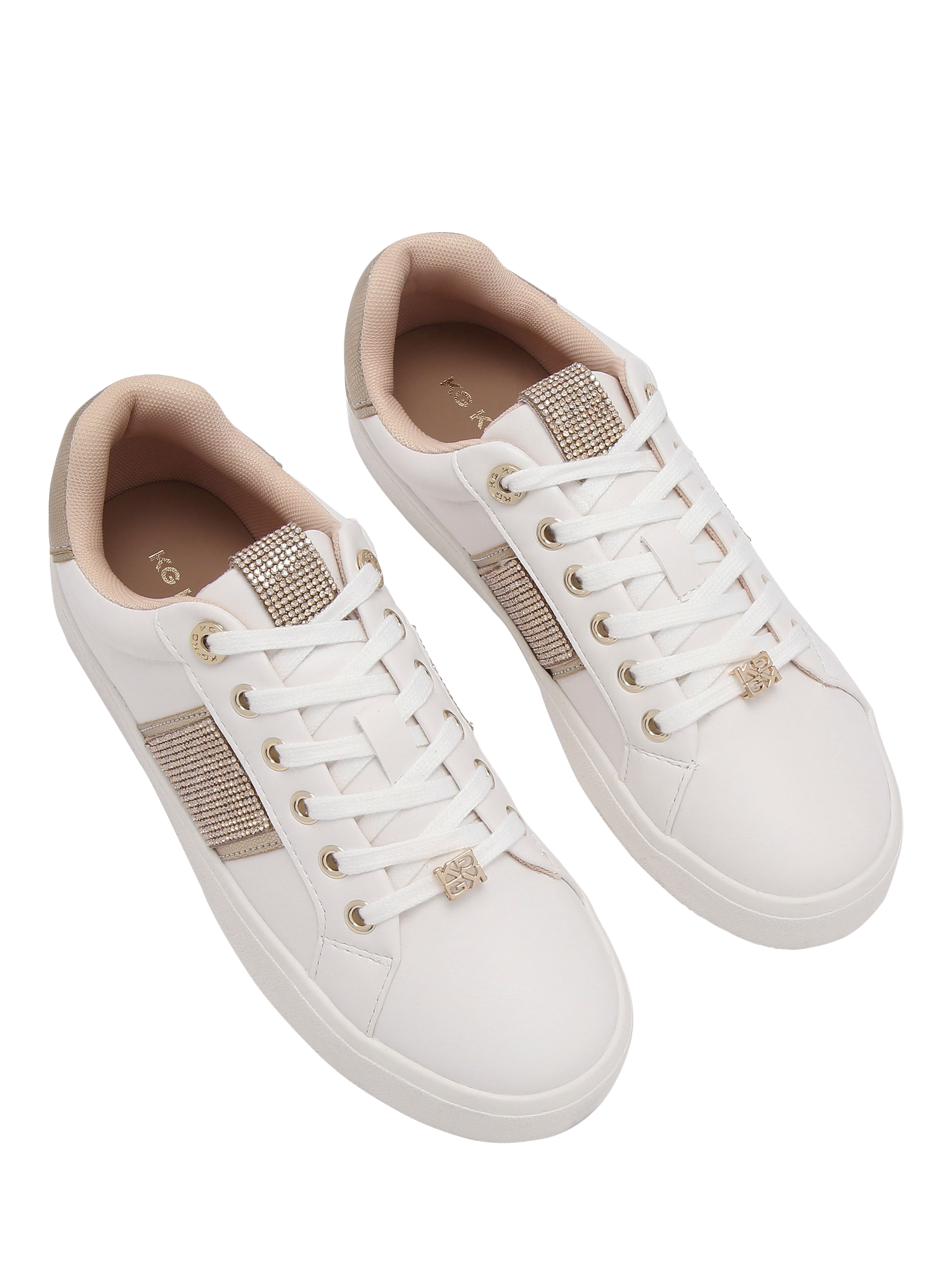 Product image 3 of 5, which shows KG Kurt Geiger Lucie Embellished Trainers, White, 3
