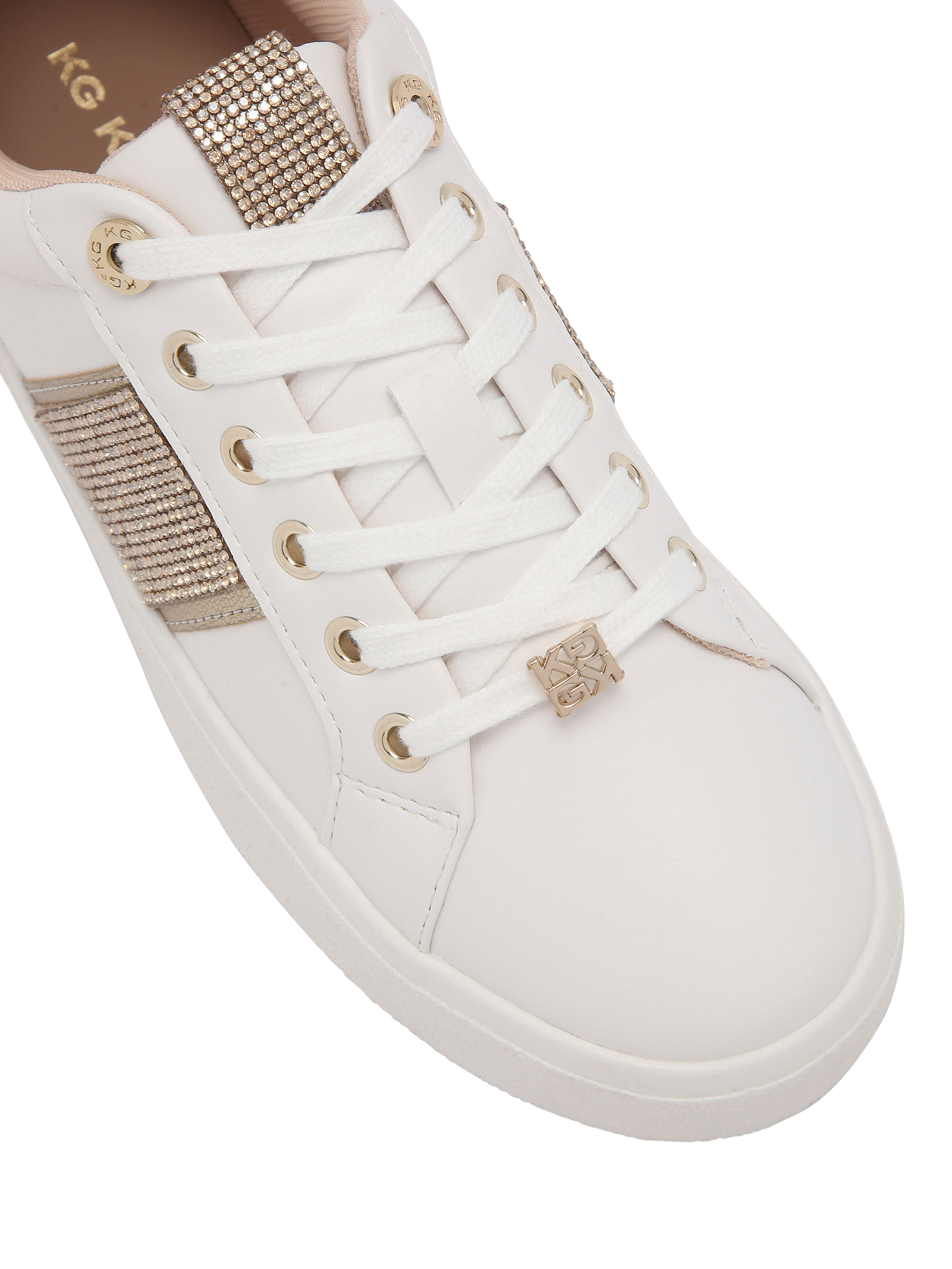 Product image 5 of 5, which shows KG Kurt Geiger Lucie Embellished Trainers, White, 3