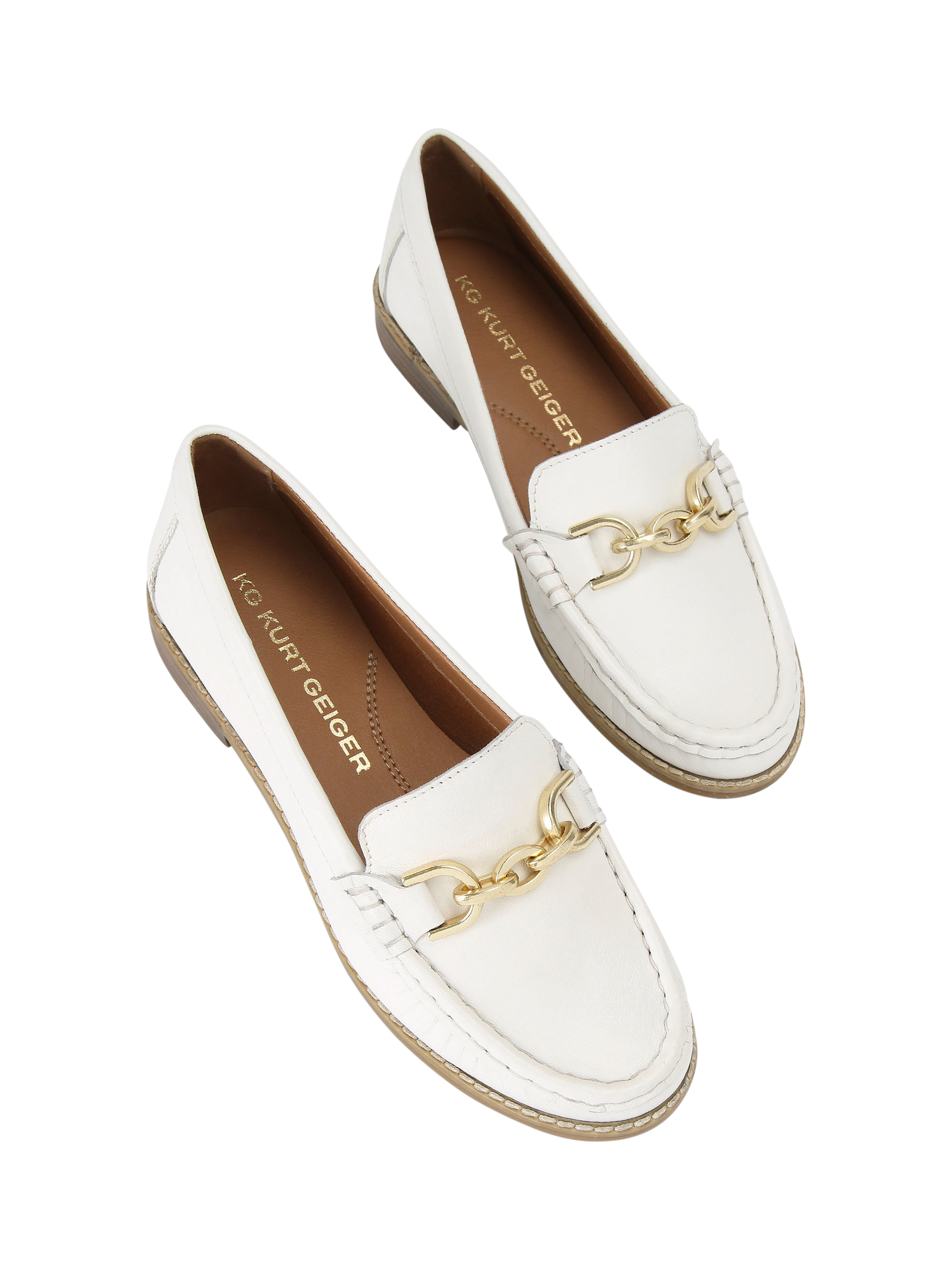 Product image 2 of 4, which shows KG Kurt Geiger Miller Leather Slip On Loafers, White, 3