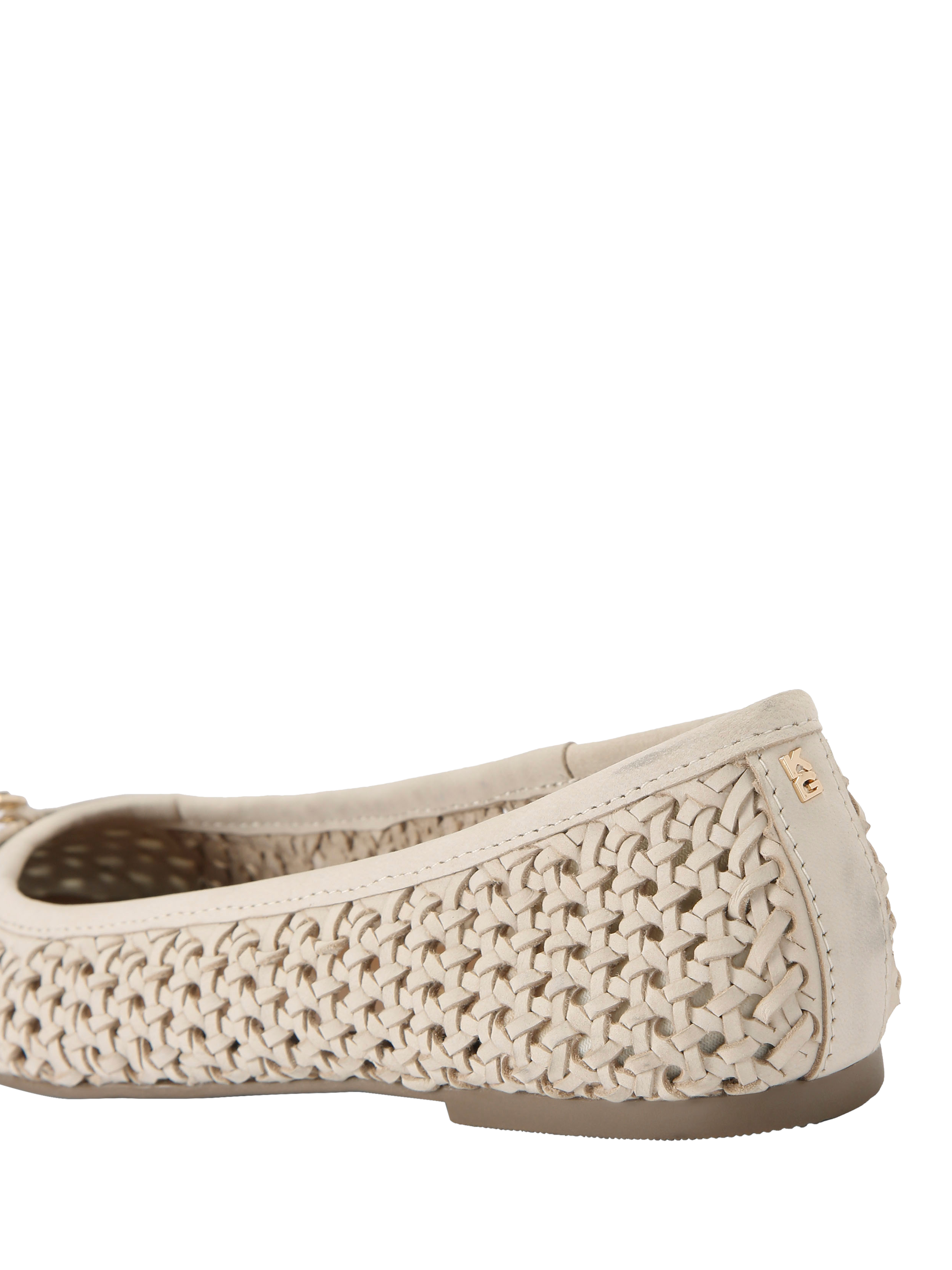 Product image 3 of 4, which shows KG Kurt Geiger Mya Woven Leather Ballerina Pumps, White, 3
