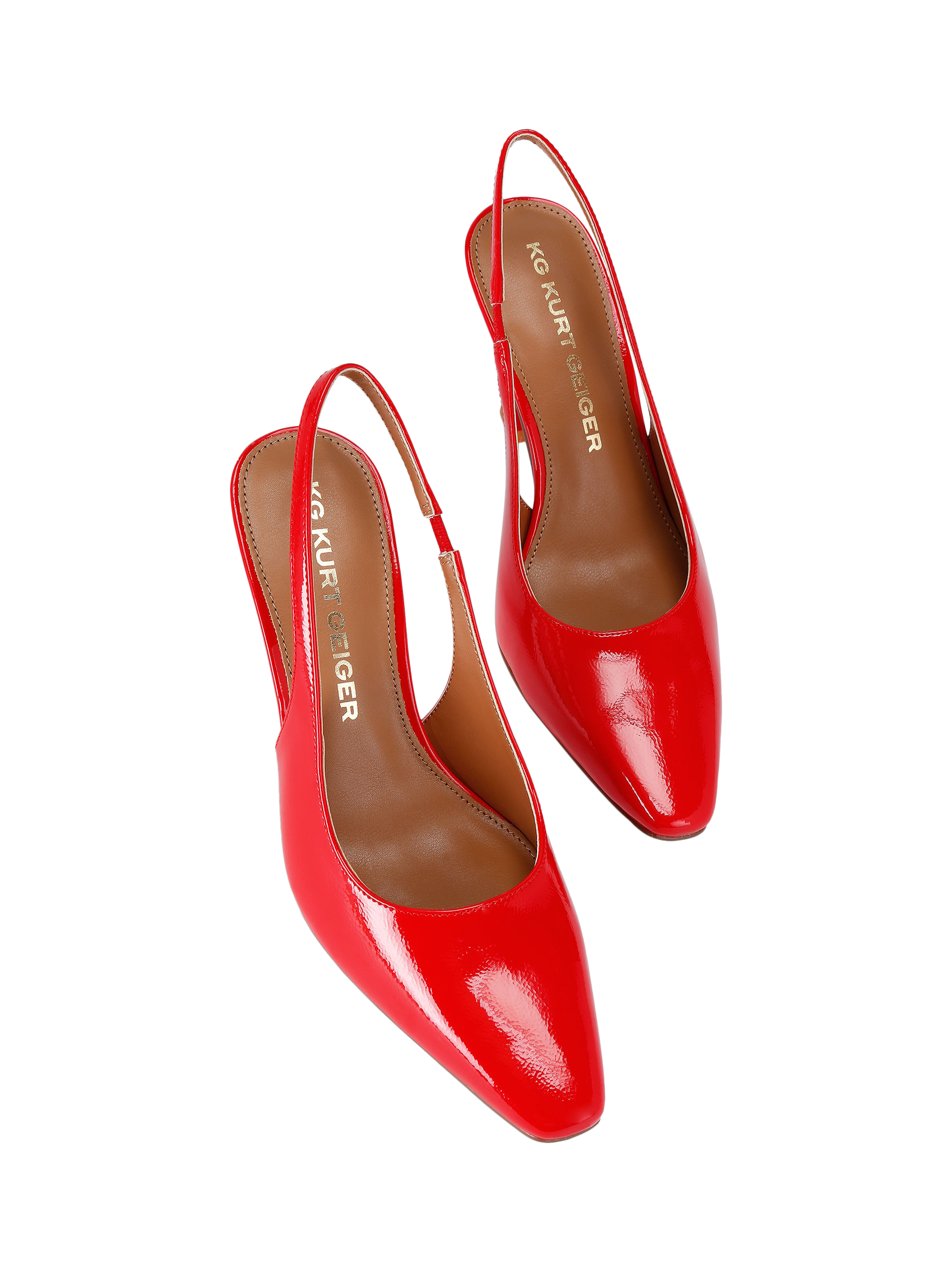 Product image 3 of 4, which shows KG Kurt Geiger Sweetie Patent Slingback Pointed Courts, Red Bright, 3