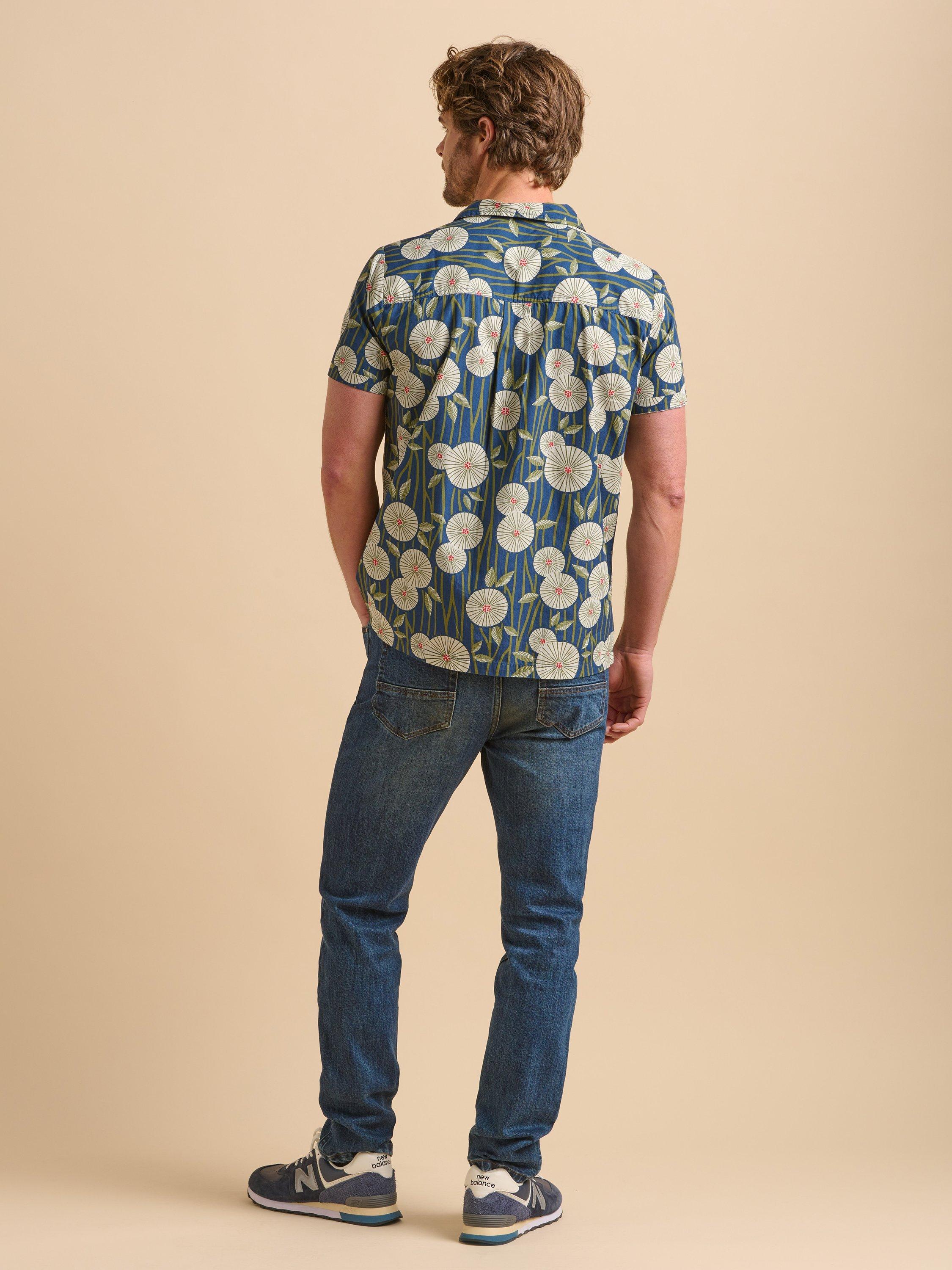 Product image 3 of 6, which shows Brakeburn Cotton Regular Fit Bamboo Floral Shirt, Navy, S