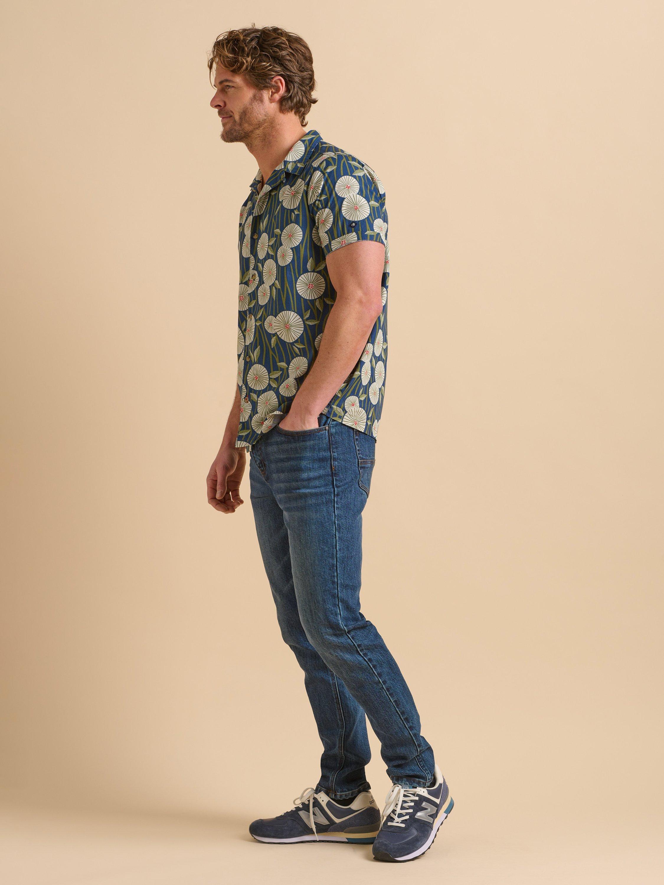 Product image 4 of 6, which shows Brakeburn Cotton Regular Fit Bamboo Floral Shirt, Navy, S
