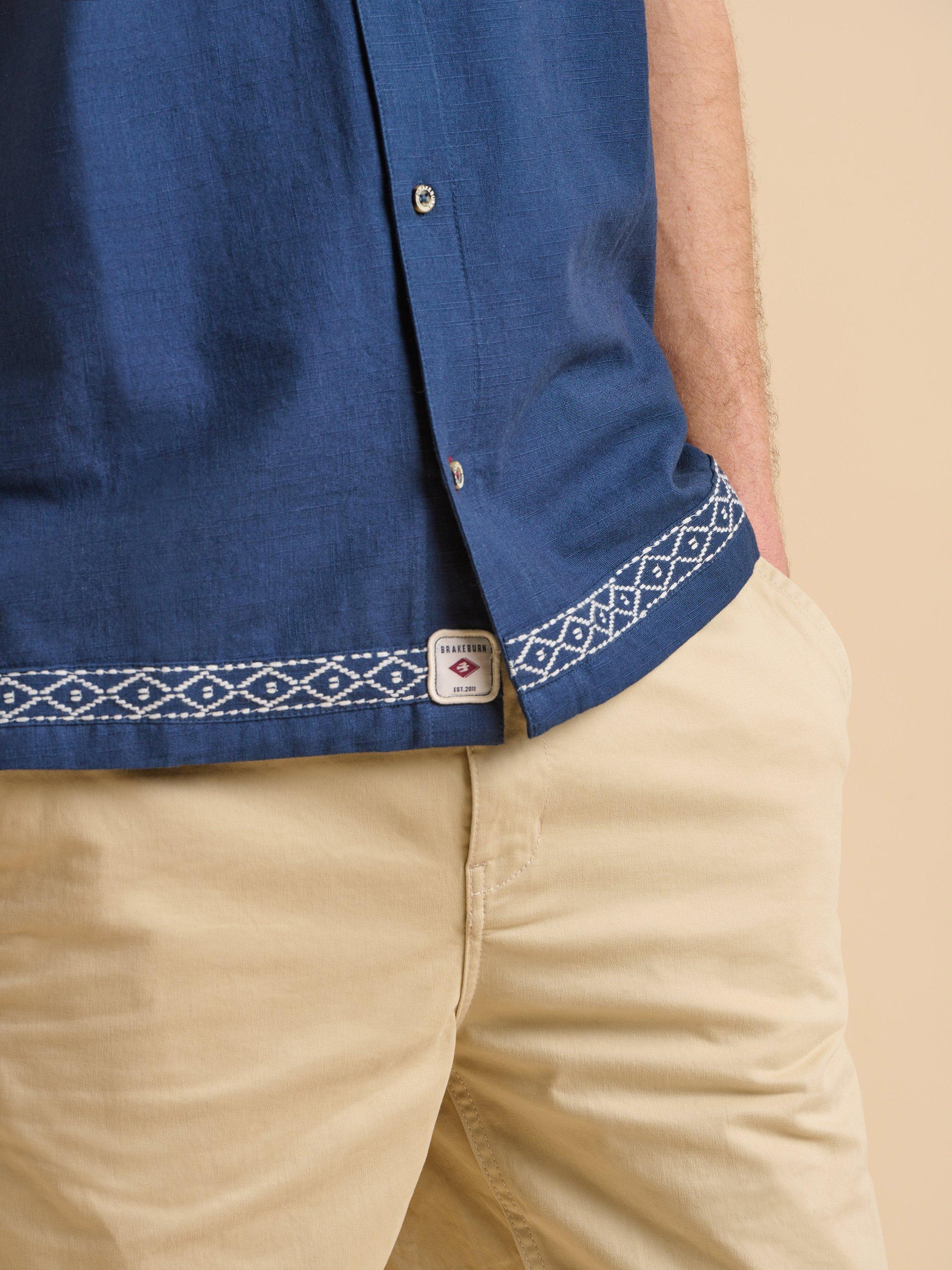 Product image 6 of 7, which shows Brakeburn Cotton Regular Fit Embroidered Edge Shirt, Navy, S