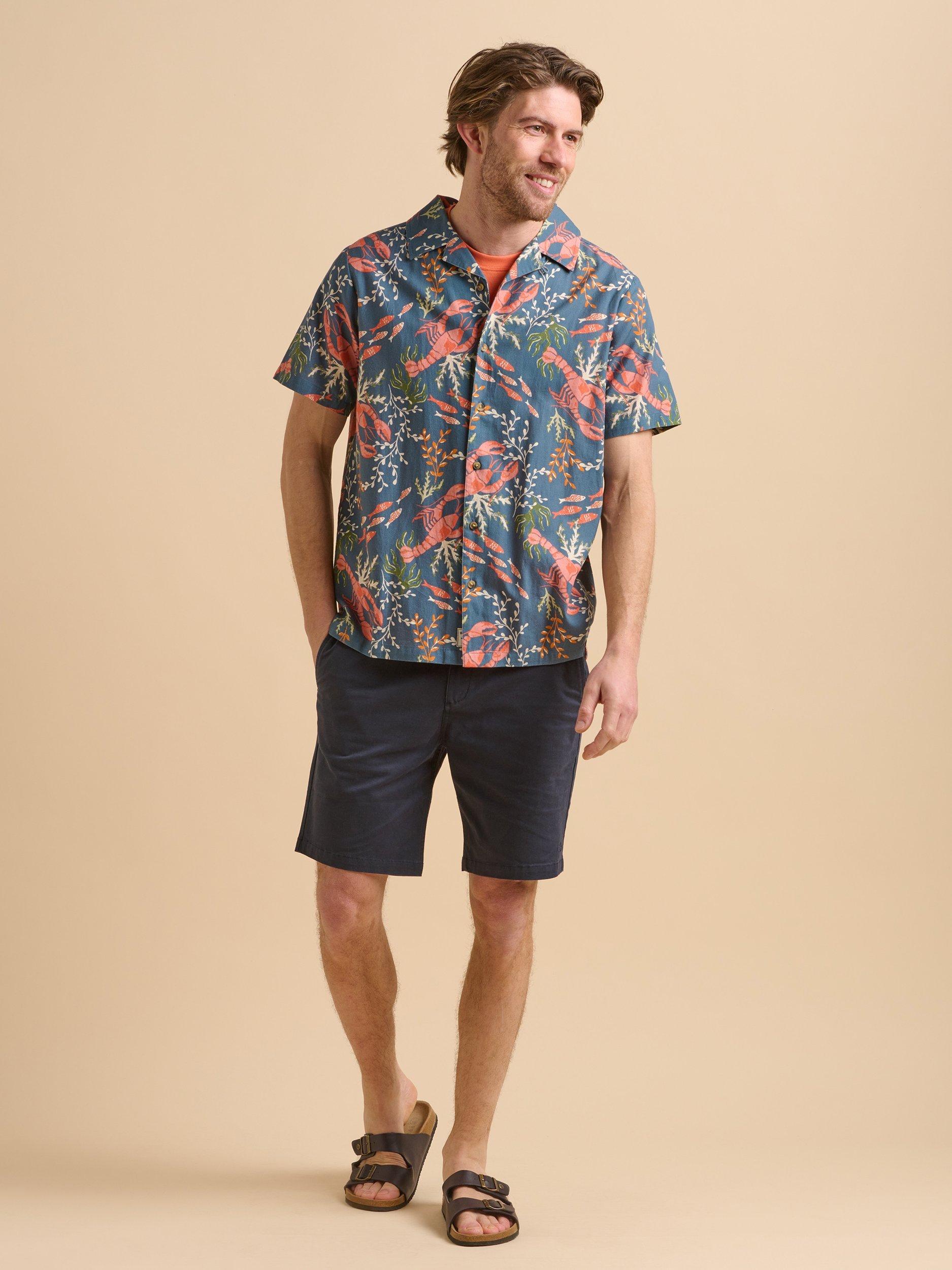 Product image 1 of 6, which shows Brakeburn Cotton Regular Fit Lobster Print Shirt, Blue, S