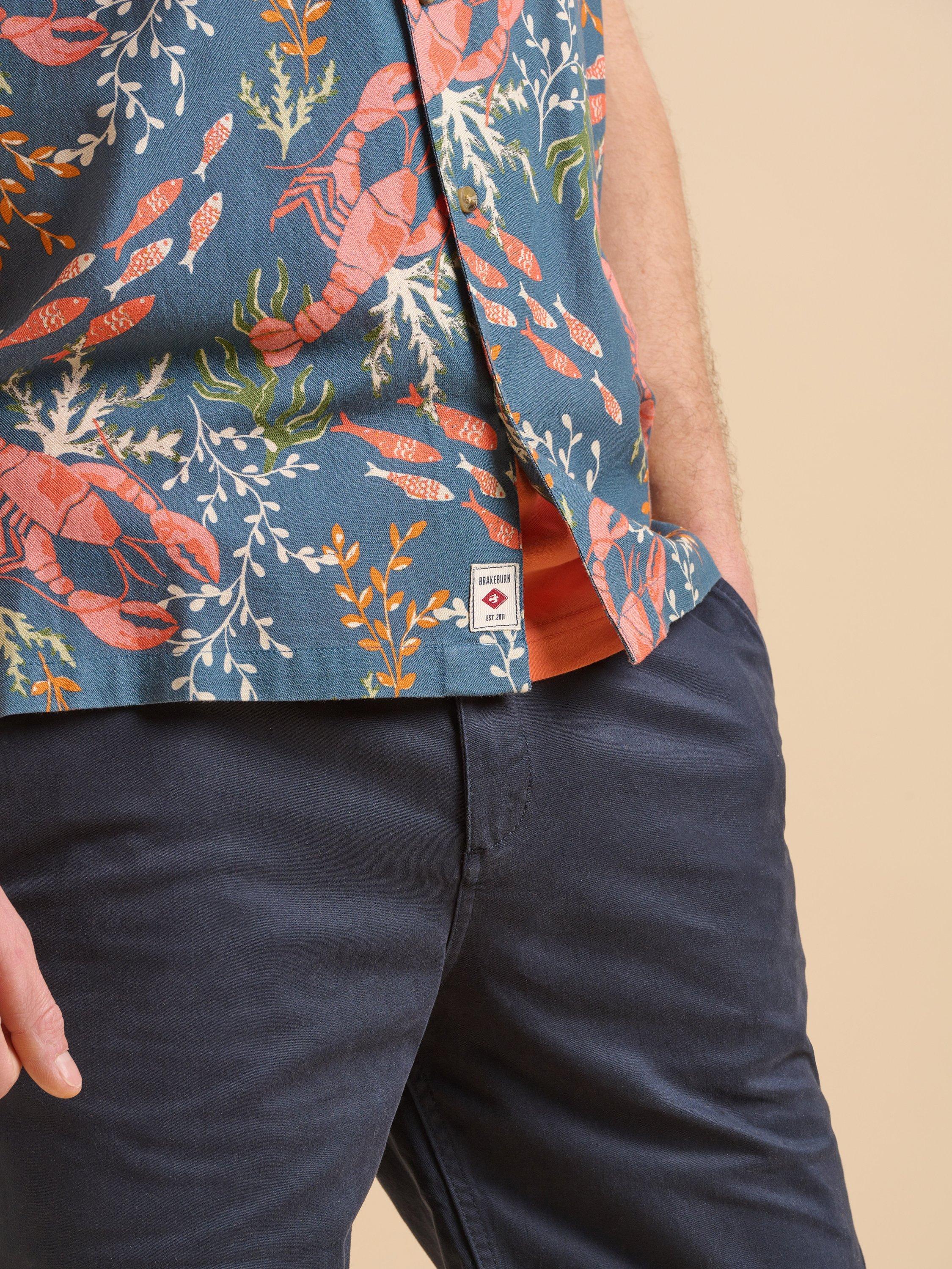 Product image 5 of 6, which shows Brakeburn Cotton Regular Fit Lobster Print Shirt, Blue, S