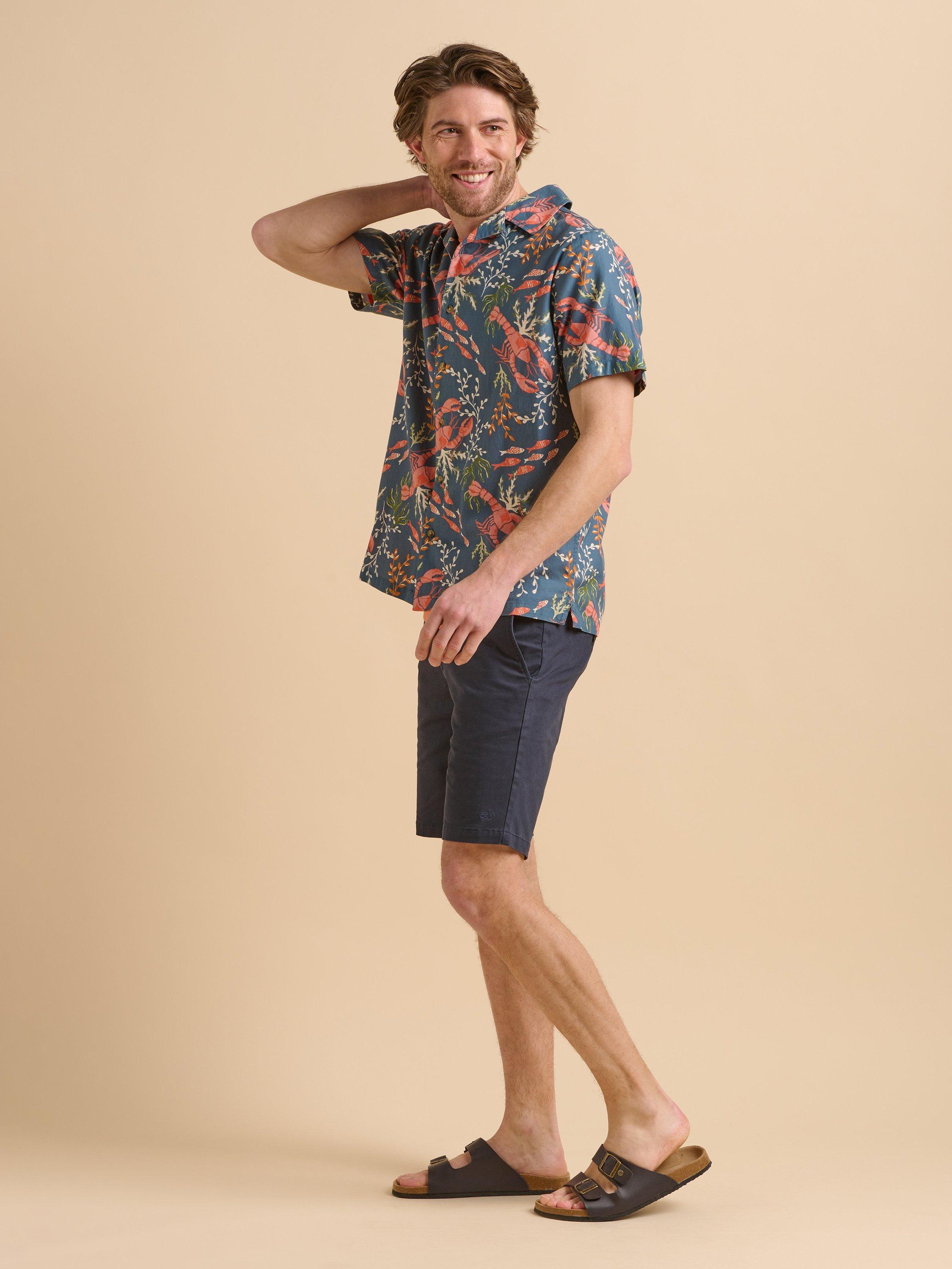 Product image 6 of 6, which shows Brakeburn Cotton Regular Fit Lobster Print Shirt, Blue, S