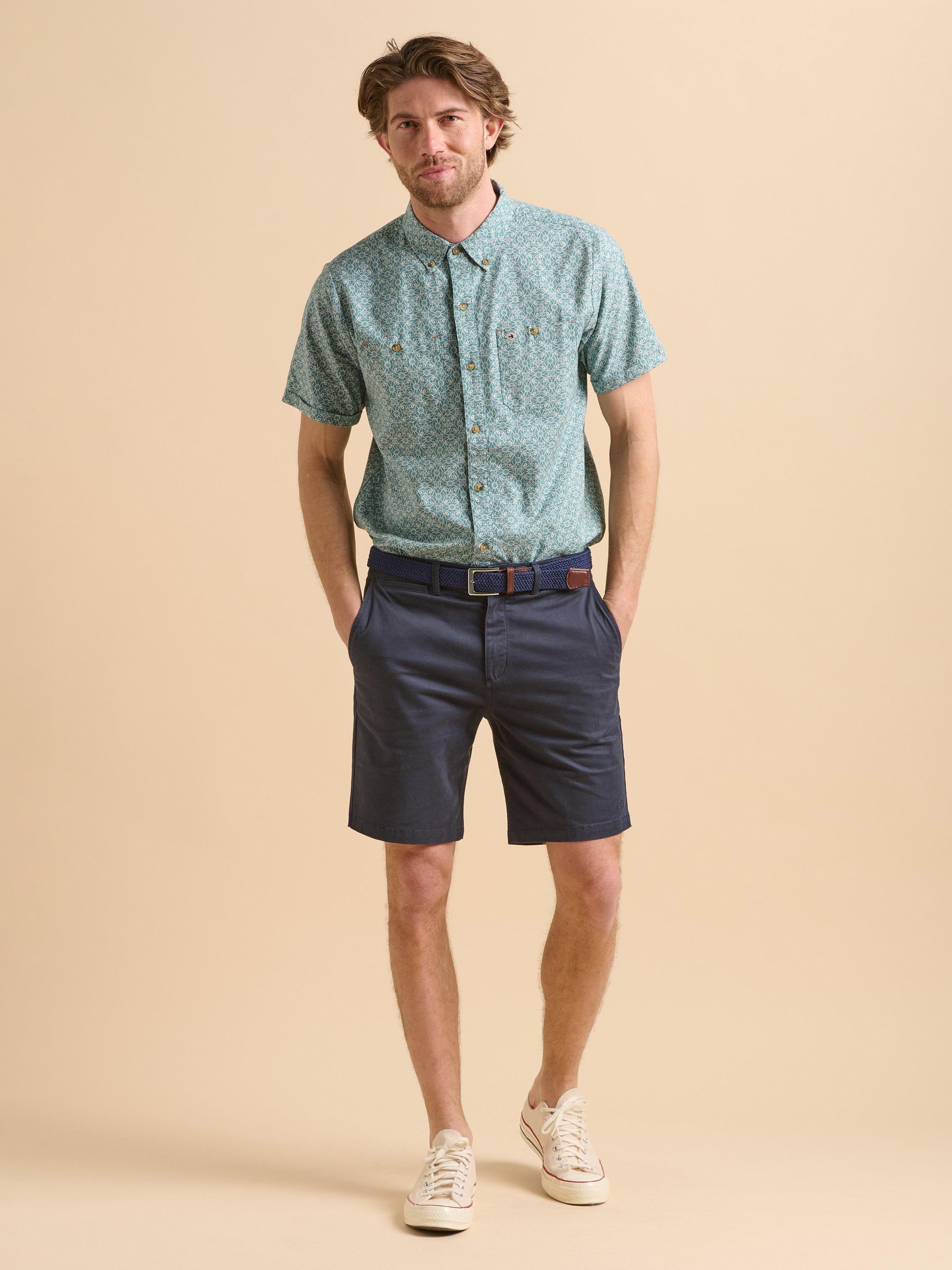 Product image 1 of 6, which shows Brakeburn Cotton Regular Fit Mosaic Print Shirt, Green, S