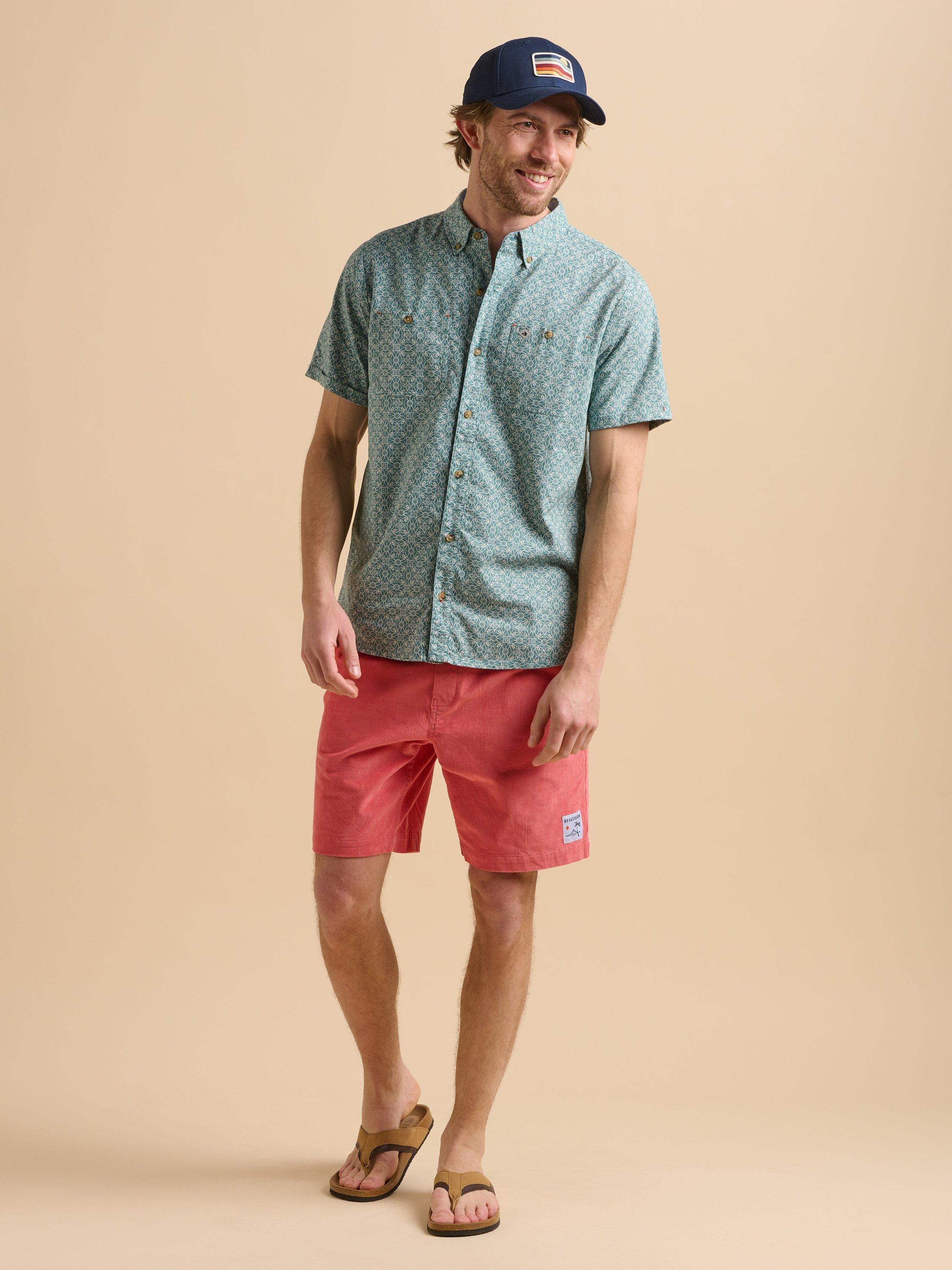 Product image 6 of 6, which shows Brakeburn Cotton Regular Fit Mosaic Print Shirt, Green, S