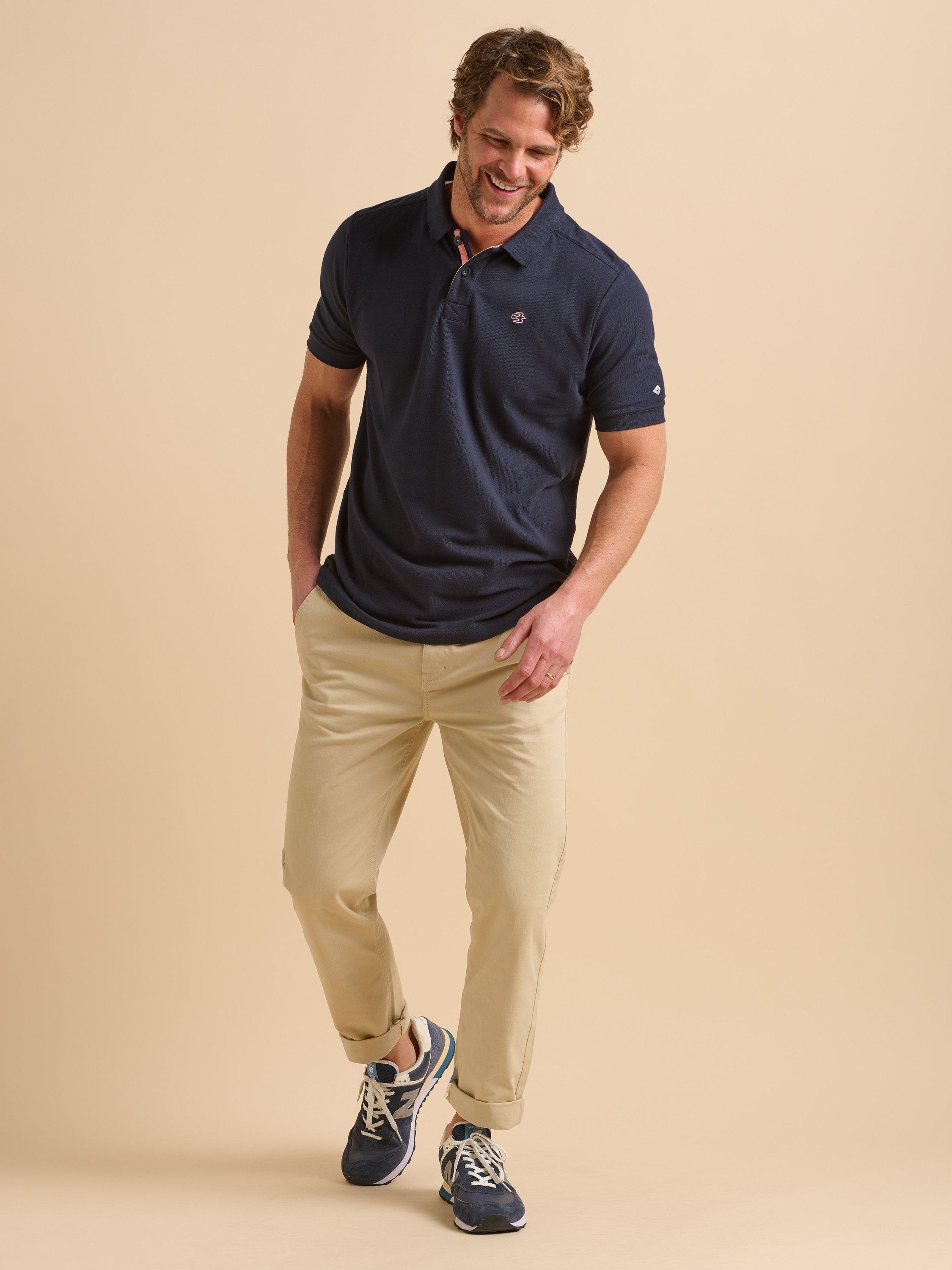 Product image 1 of 6, which shows Brakeburn Cotton Regular Fit Short Sleeve Polo Shirt, Navy, S