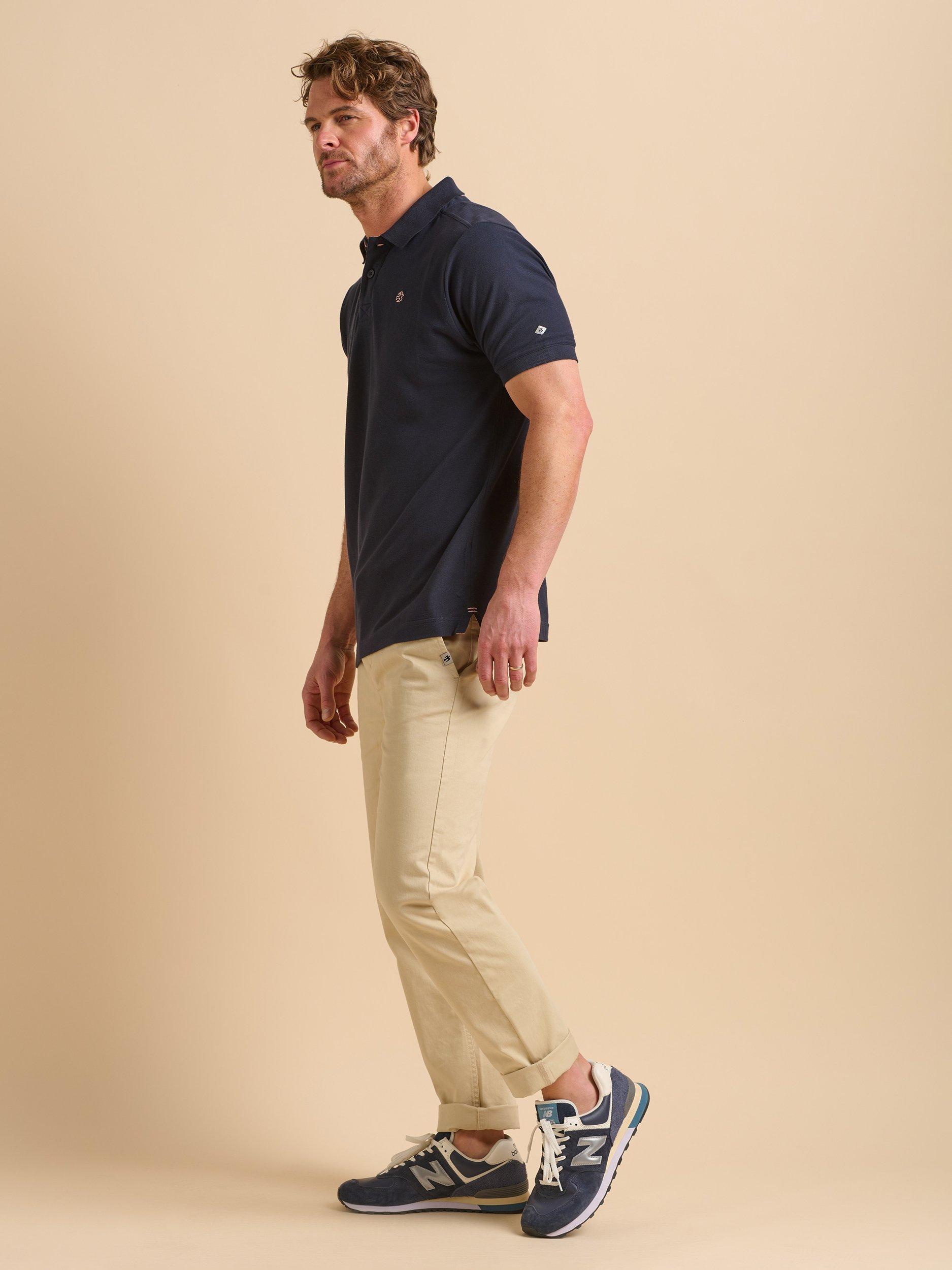 Product image 3 of 6, which shows Brakeburn Cotton Regular Fit Short Sleeve Polo Shirt, Navy, S