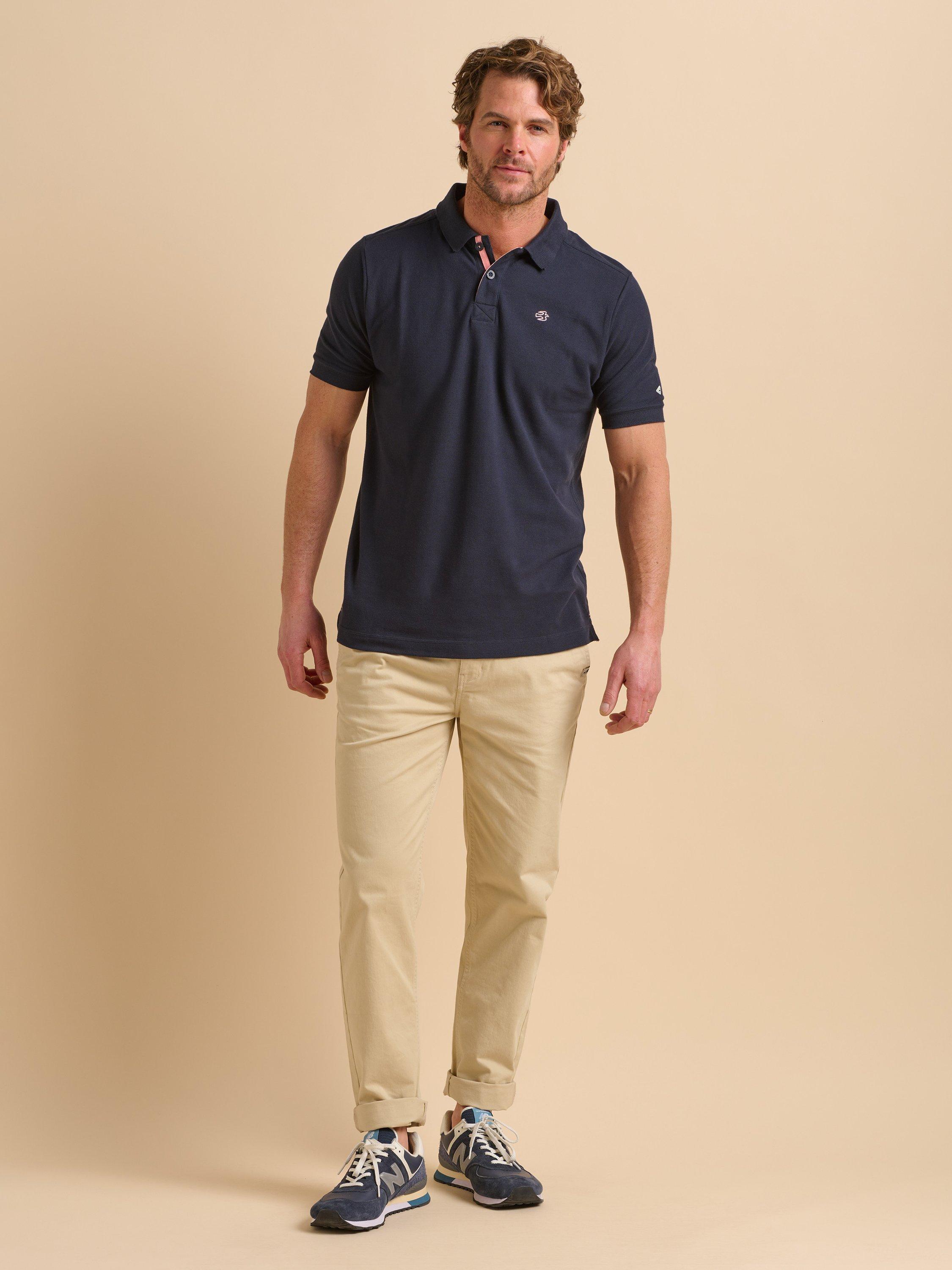 Product image 6 of 6, which shows Brakeburn Cotton Regular Fit Short Sleeve Polo Shirt, Navy, S