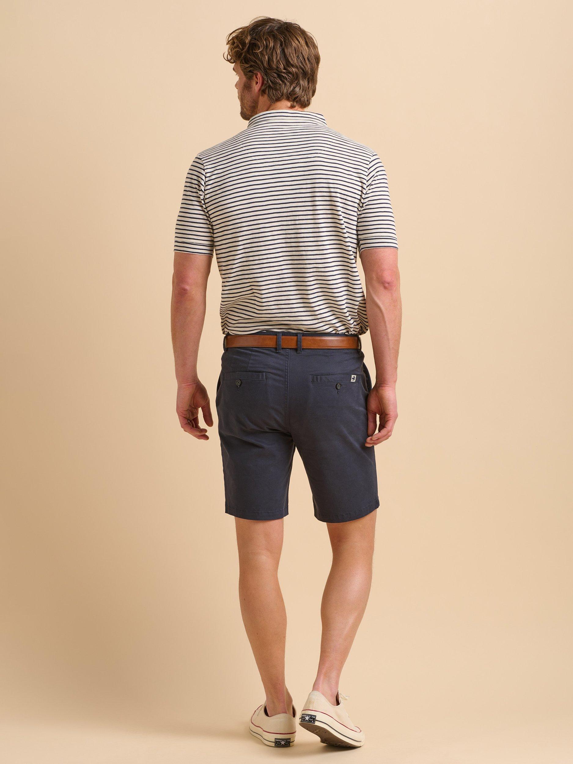 Product image 2 of 5, which shows Brakeburn Cotton Regular Fit Monochrome Maritime Stripe Polo Shirt, Navy, S
