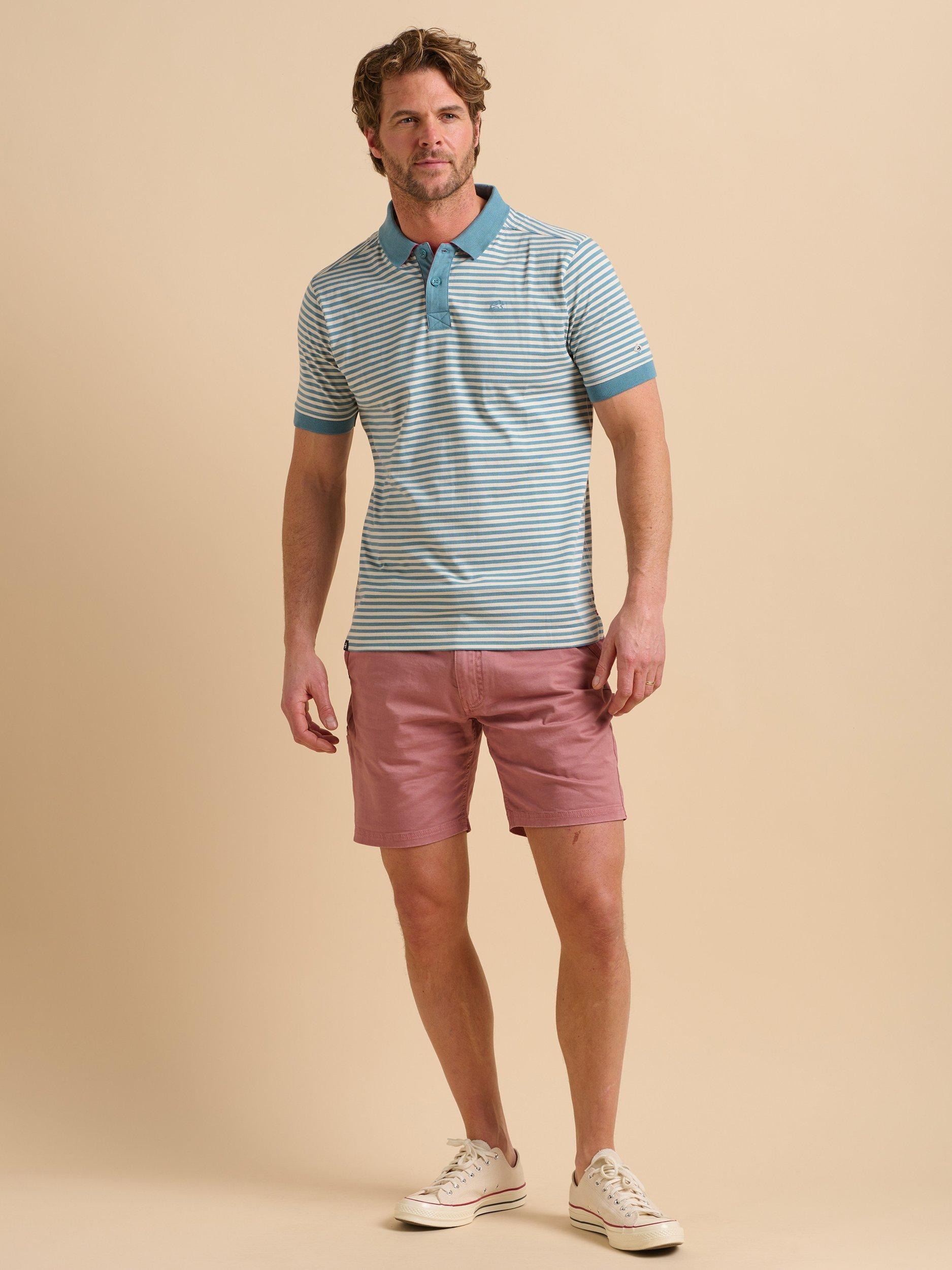 Product image 1 of 7, which shows Brakeburn Cotton Regular Fit Short Sleeve Stripe Polo Shirt, Blue, S