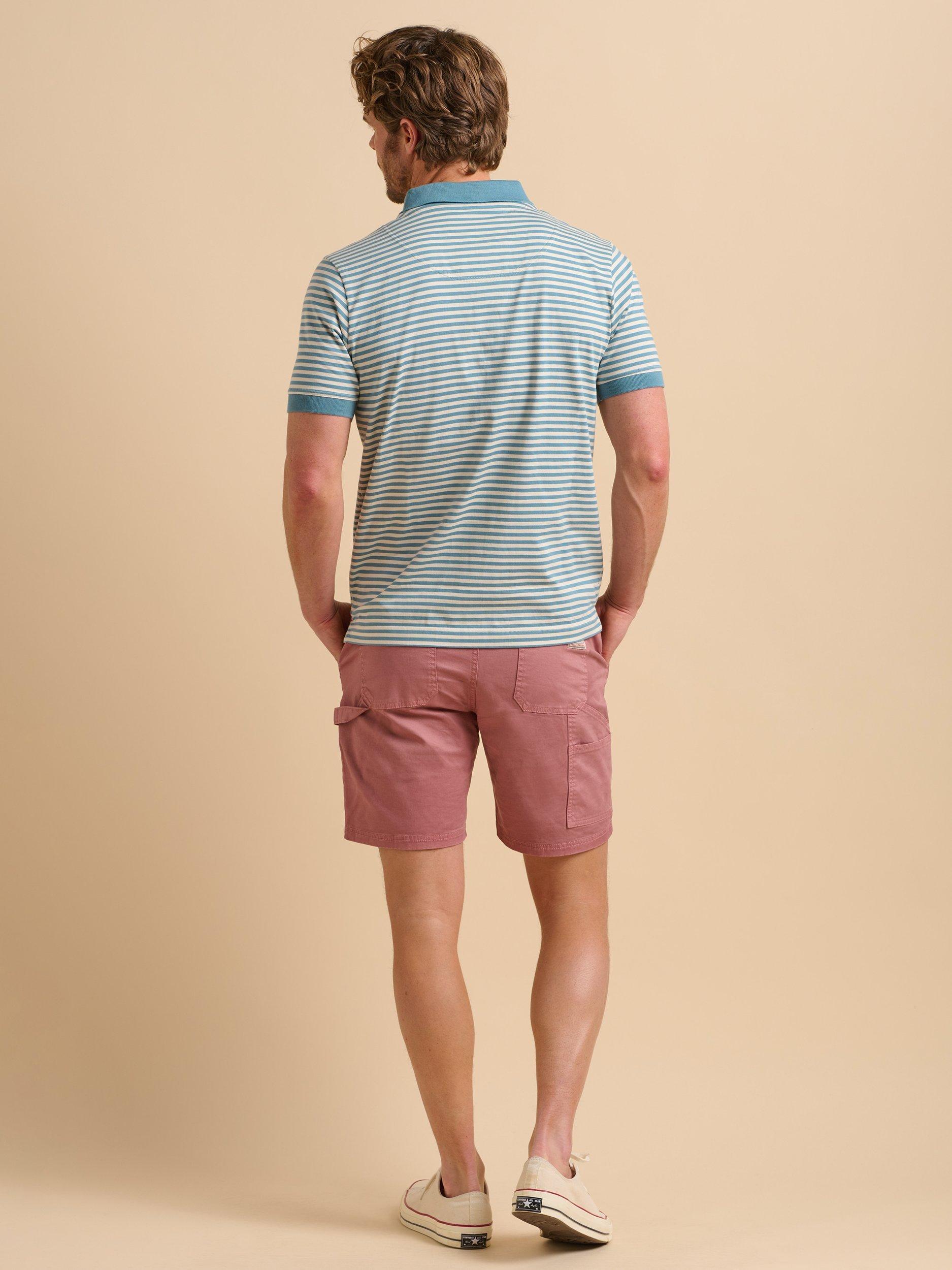 Product image 3 of 7, which shows Brakeburn Cotton Regular Fit Short Sleeve Stripe Polo Shirt, Blue, S