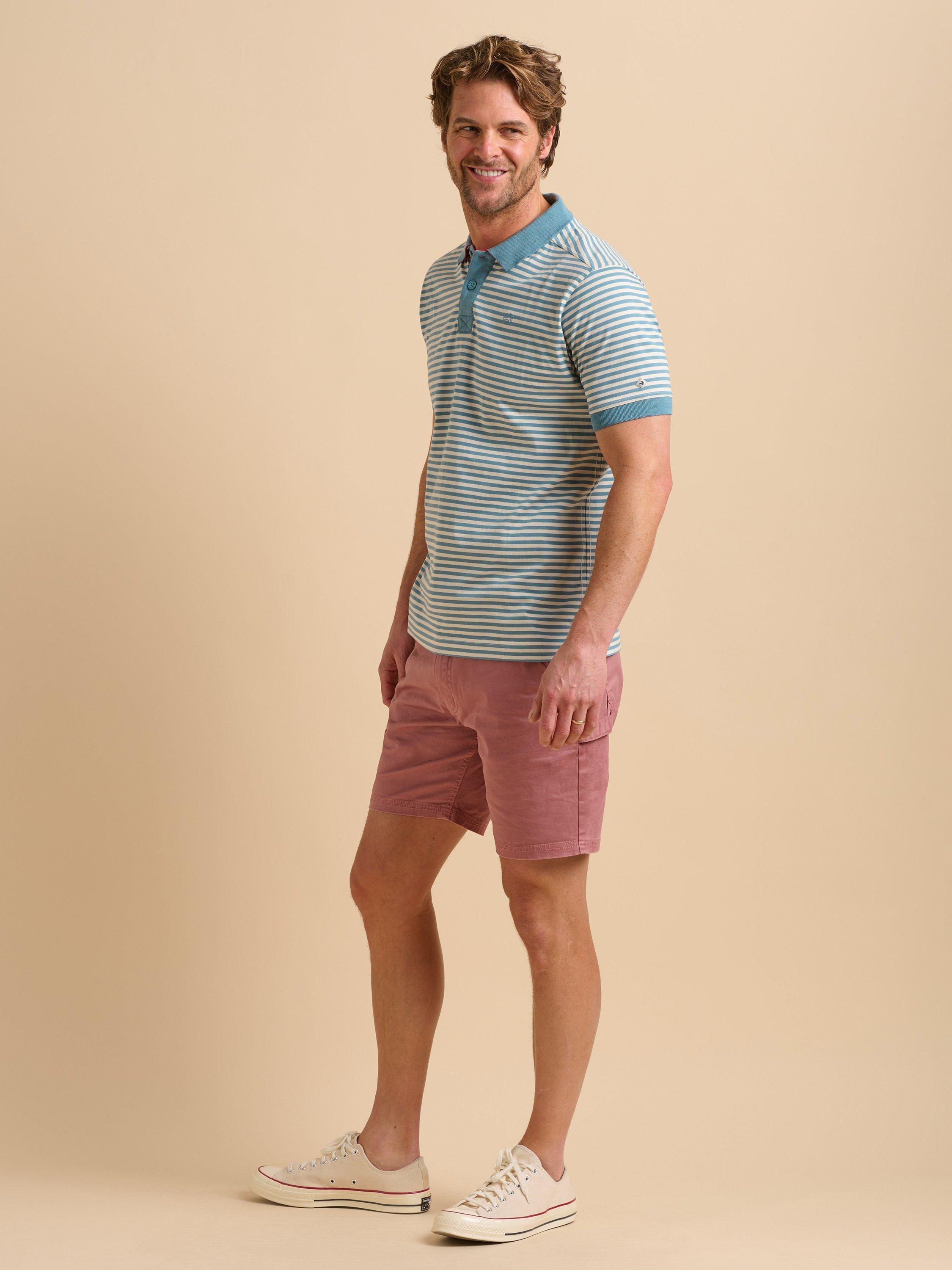 Product image 7 of 7, which shows Brakeburn Cotton Regular Fit Short Sleeve Stripe Polo Shirt, Blue, S