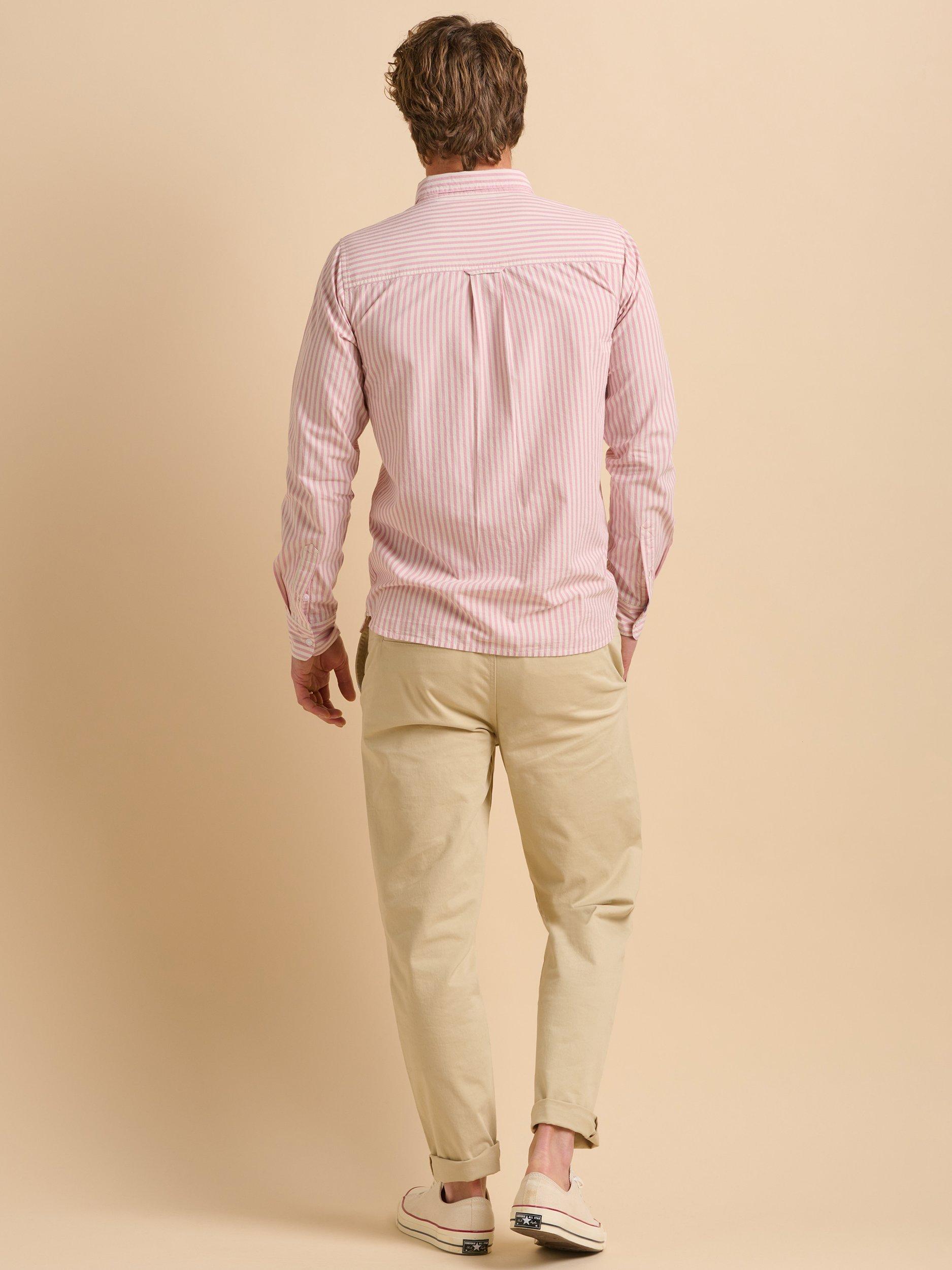 Product image 3 of 7, which shows Brakeburn Cotton Regular Fit Stripe Shirt, Pink, S