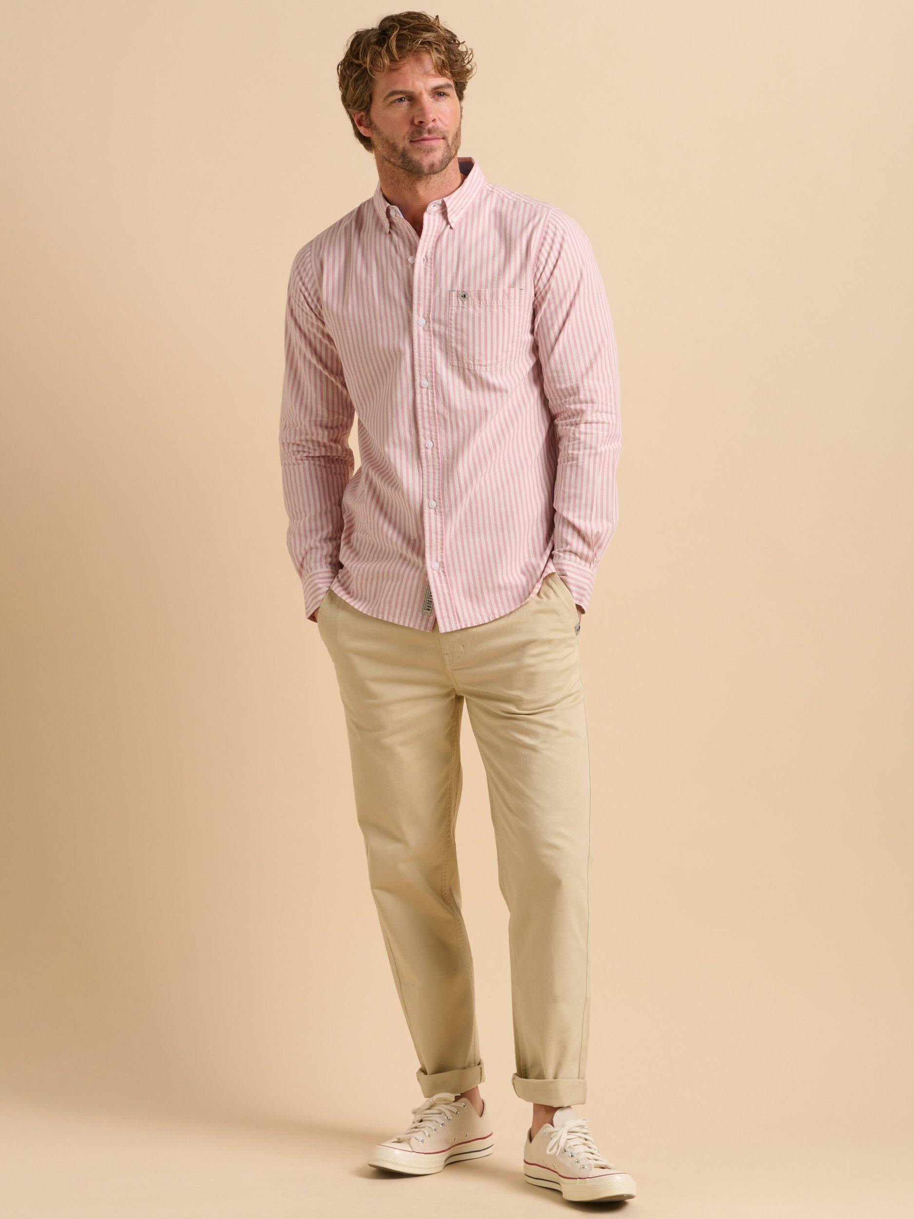Product image 5 of 7, which shows Brakeburn Cotton Regular Fit Stripe Shirt, Pink, S