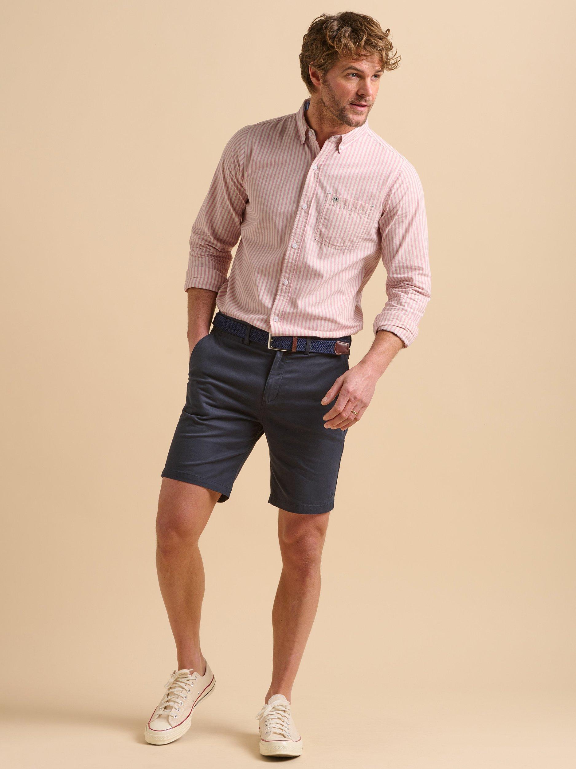 Product image 6 of 7, which shows Brakeburn Cotton Regular Fit Stripe Shirt, Pink, S