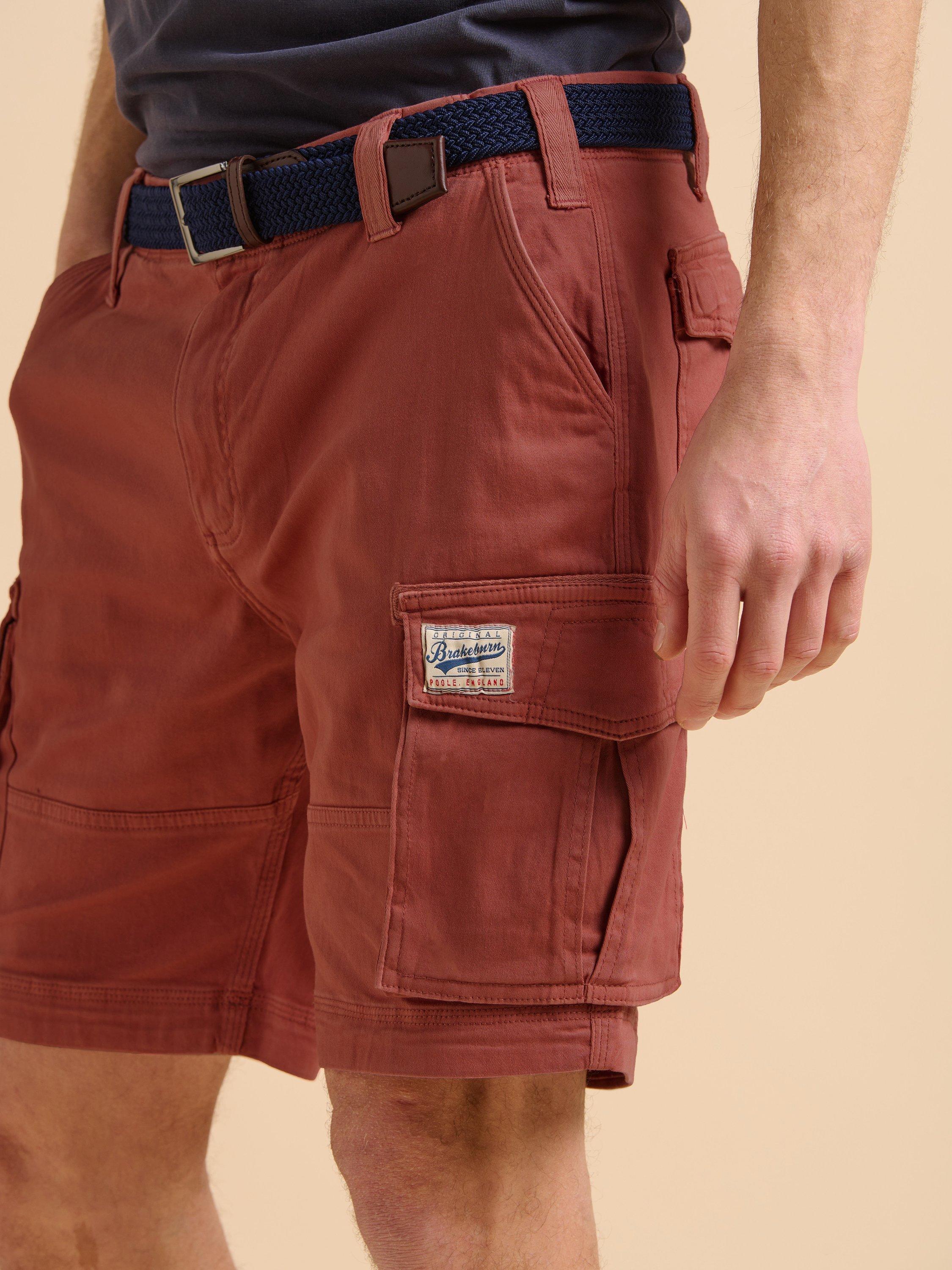 Product image 4 of 5, which shows Brakeburn Cotton Blend Cargo Shorts, Red, 30