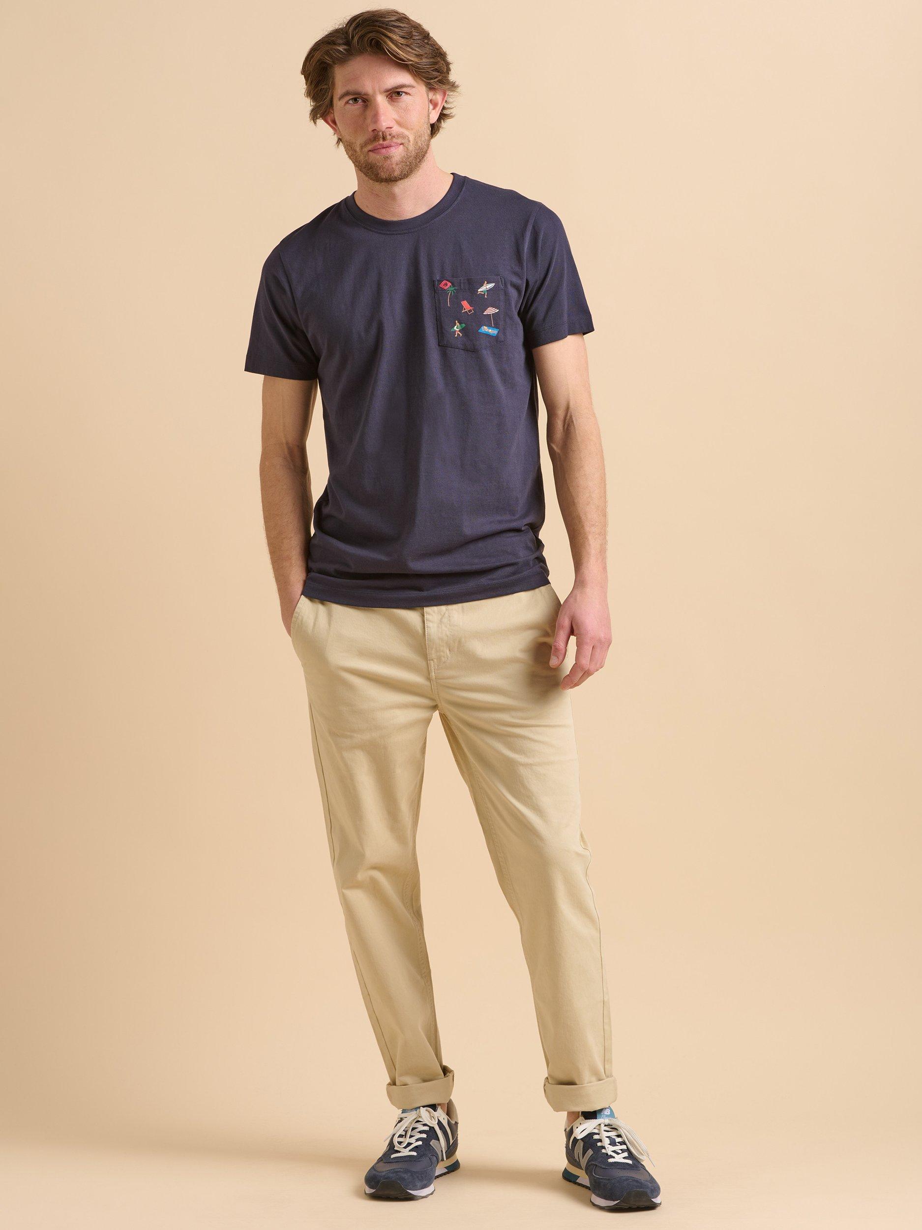 Product image 1 of 6, which shows Brakeburn Beach Pocket T-Shirt, Navy, S