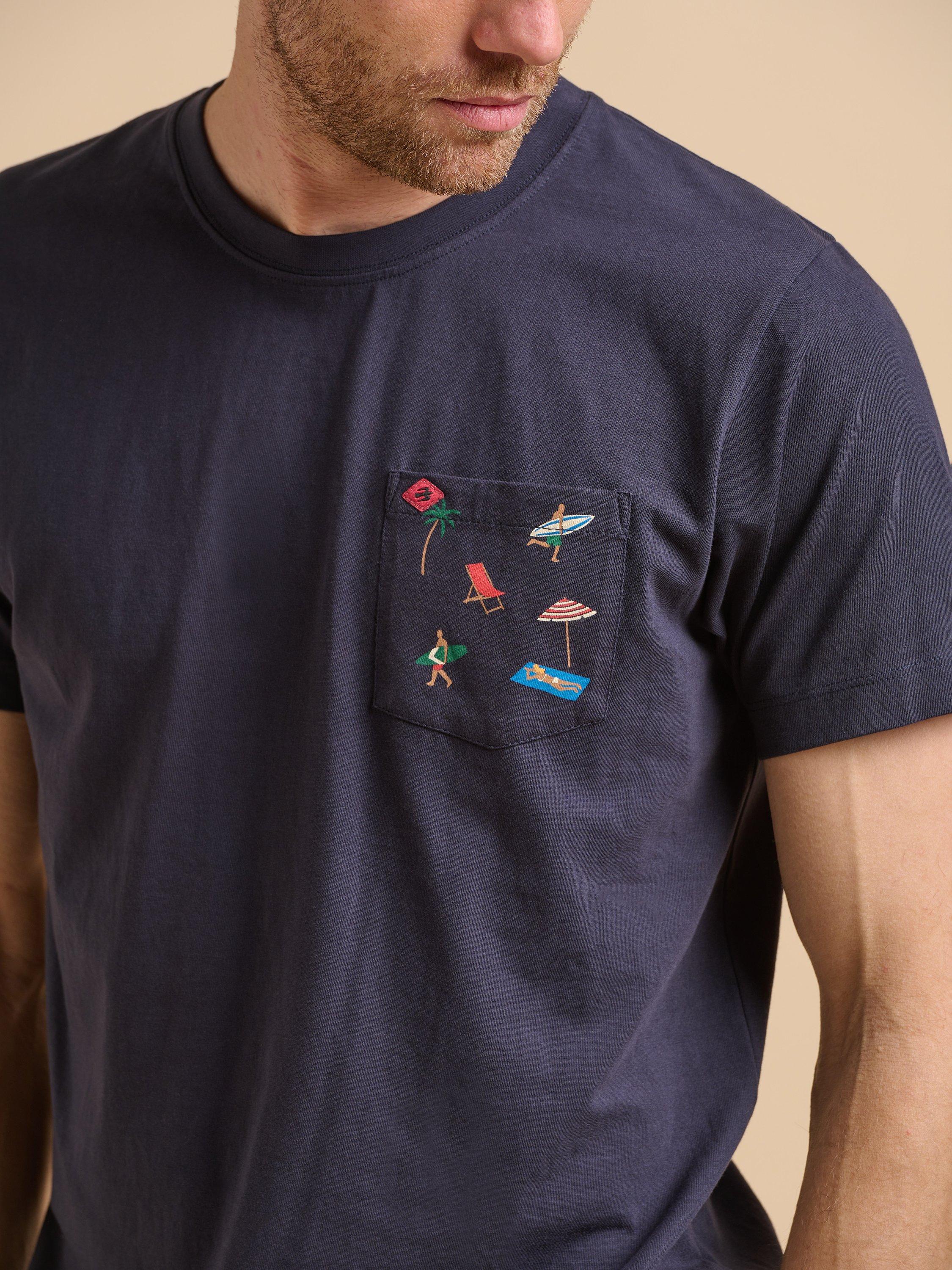 Product image 5 of 6, which shows Brakeburn Beach Pocket T-Shirt, Navy, S