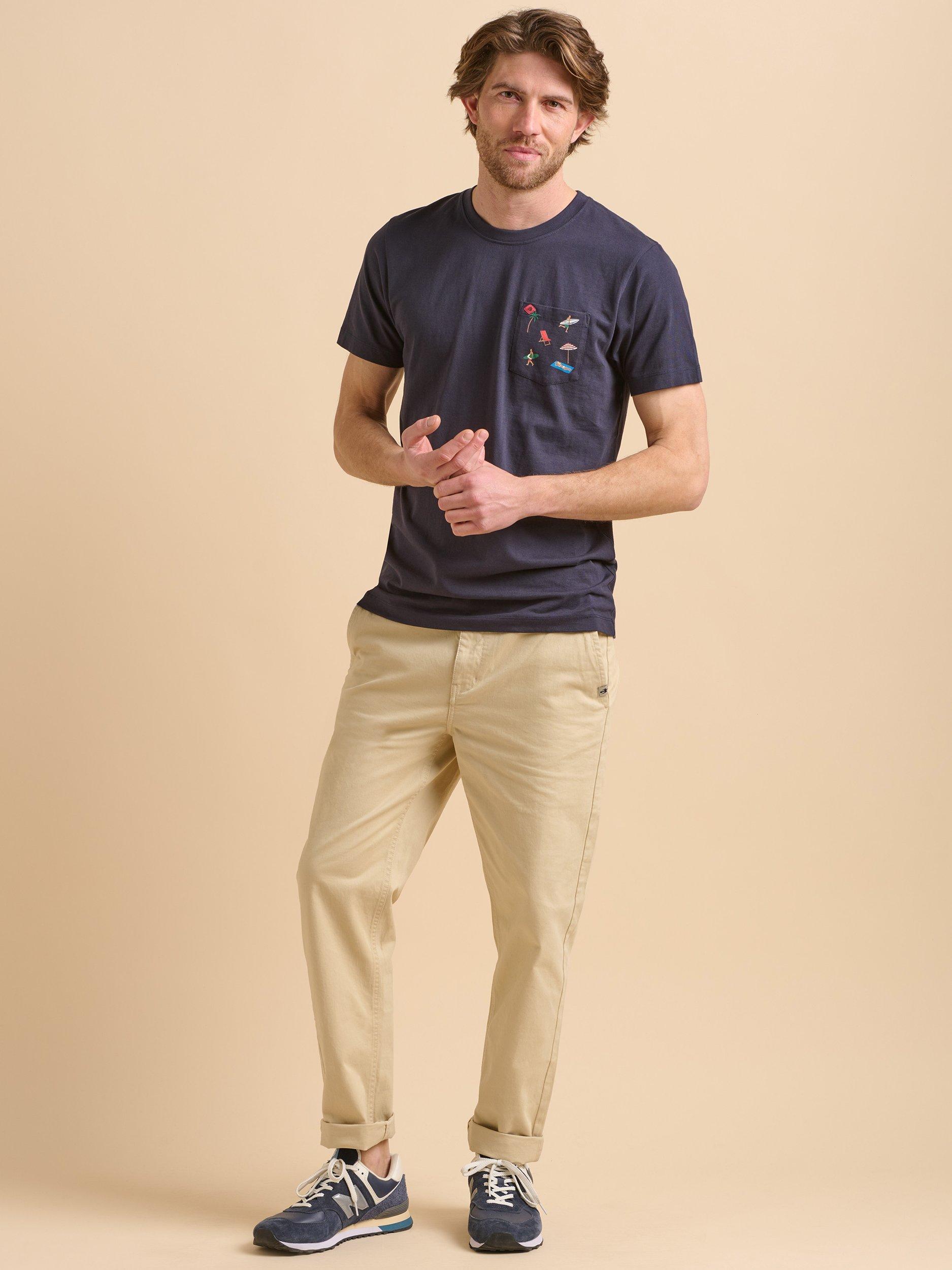 Product image 6 of 6, which shows Brakeburn Beach Pocket T-Shirt, Navy, S