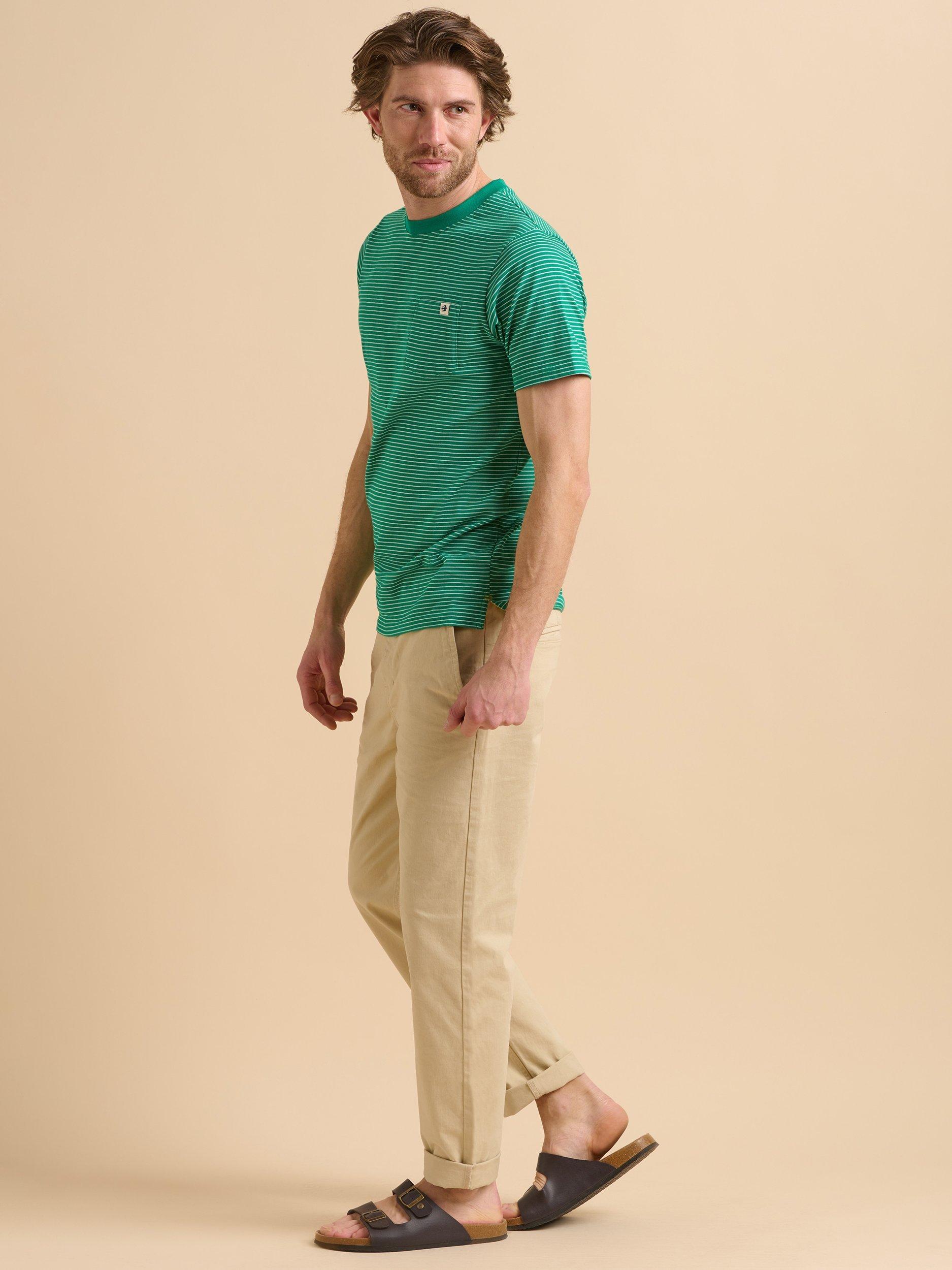 Product image 4 of 6, which shows Brakeburn Stripe T-Shirt, Green, S