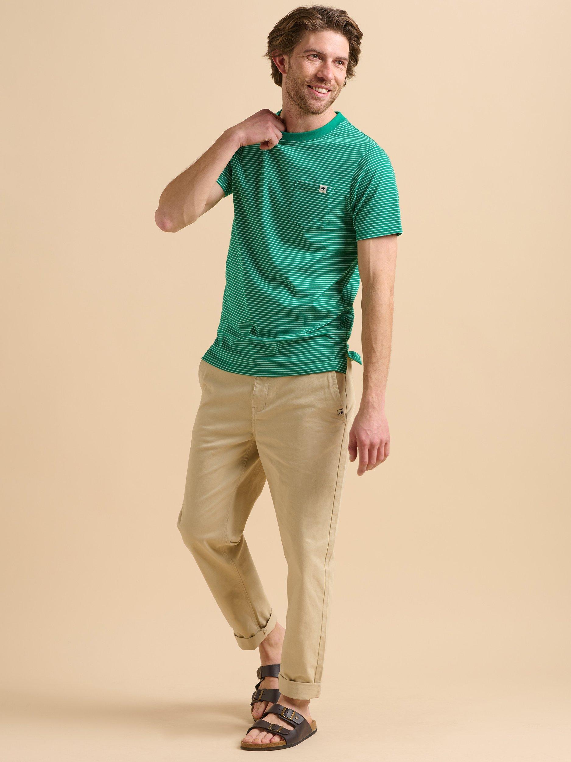 Product image 5 of 6, which shows Brakeburn Stripe T-Shirt, Green, S