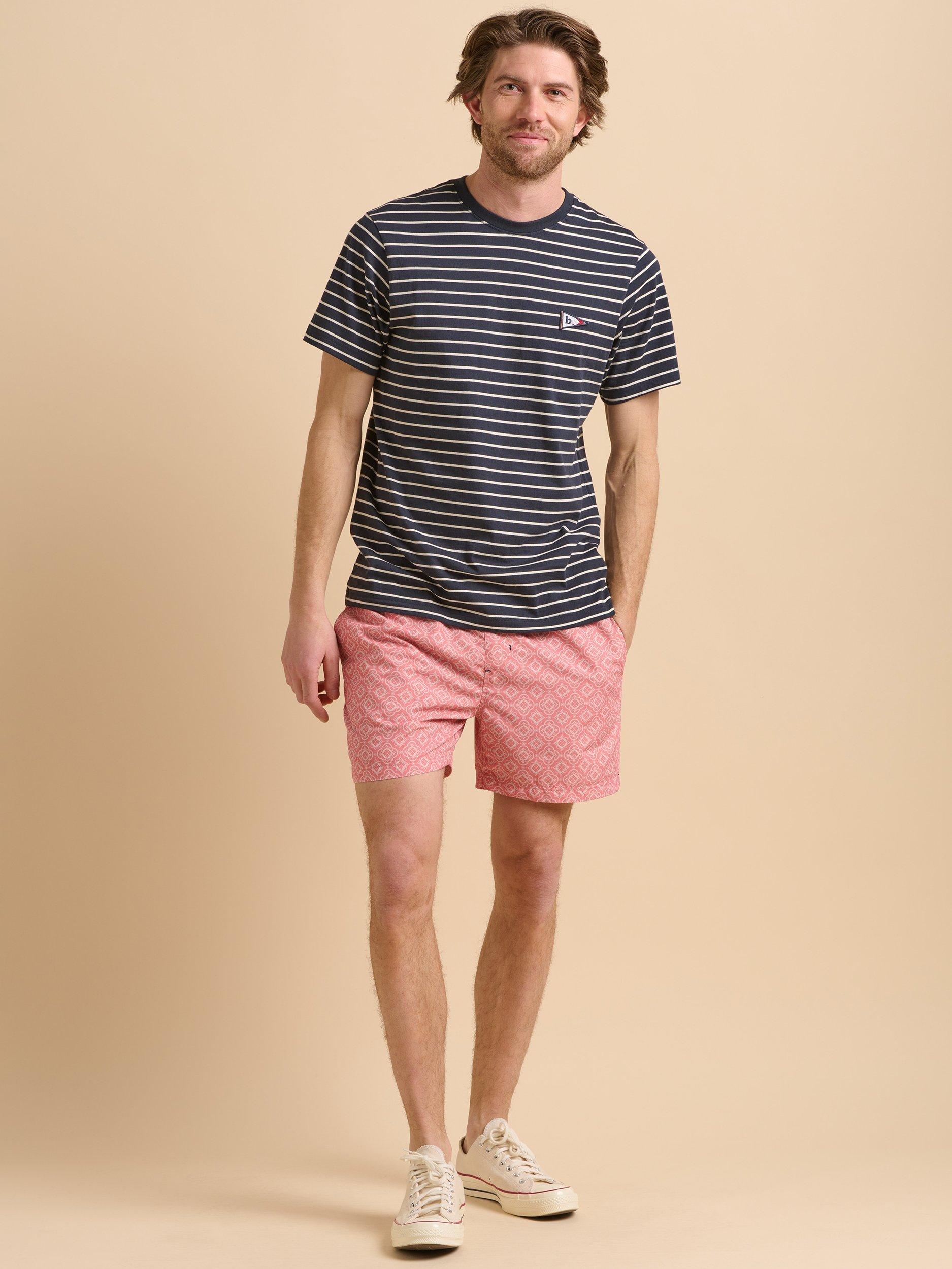 Product image 1 of 6, which shows Brakeburn Stripe Flag T-Shirt, Navy, S