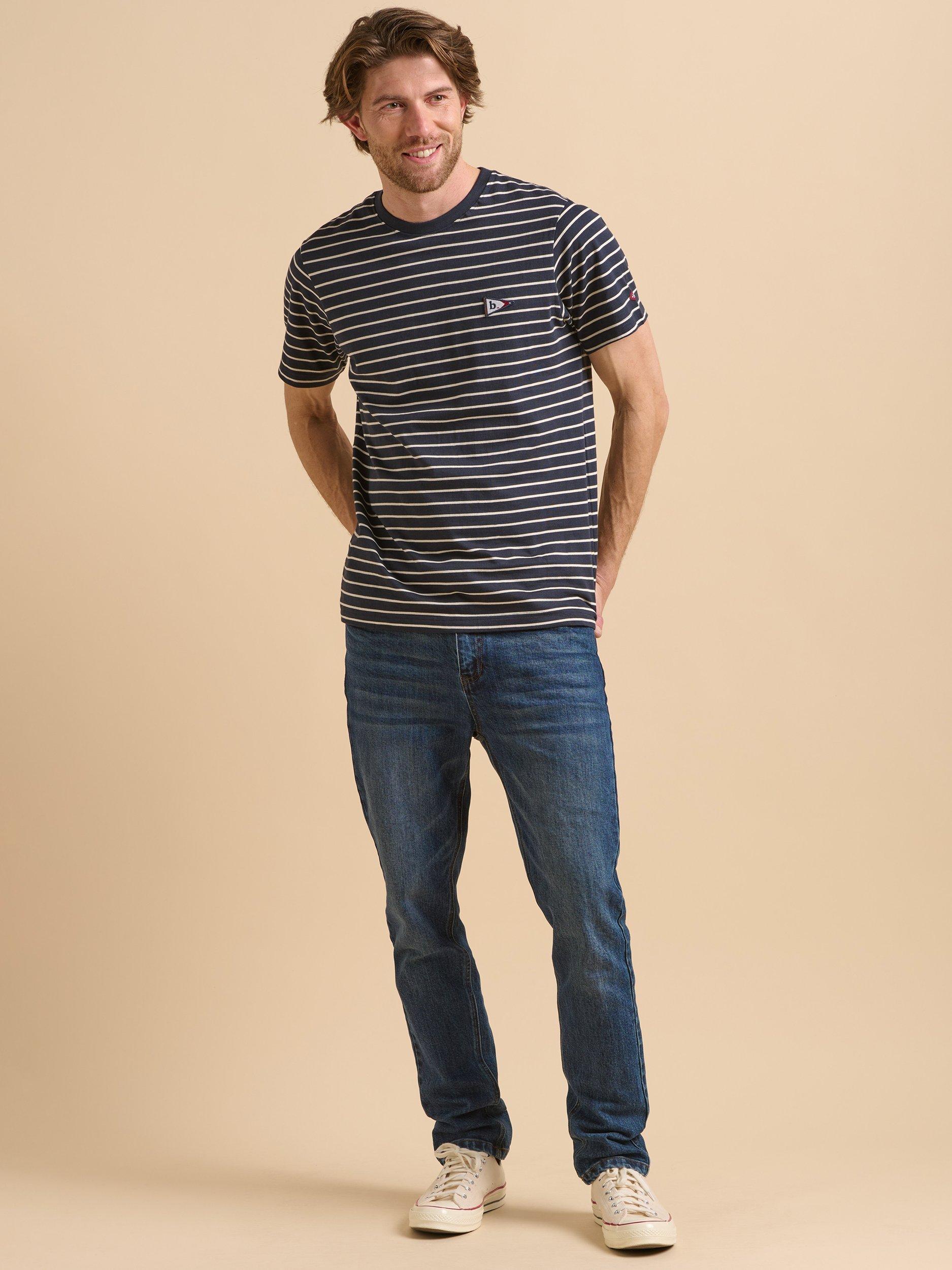 Product image 6 of 6, which shows Brakeburn Stripe Flag T-Shirt, Navy, S