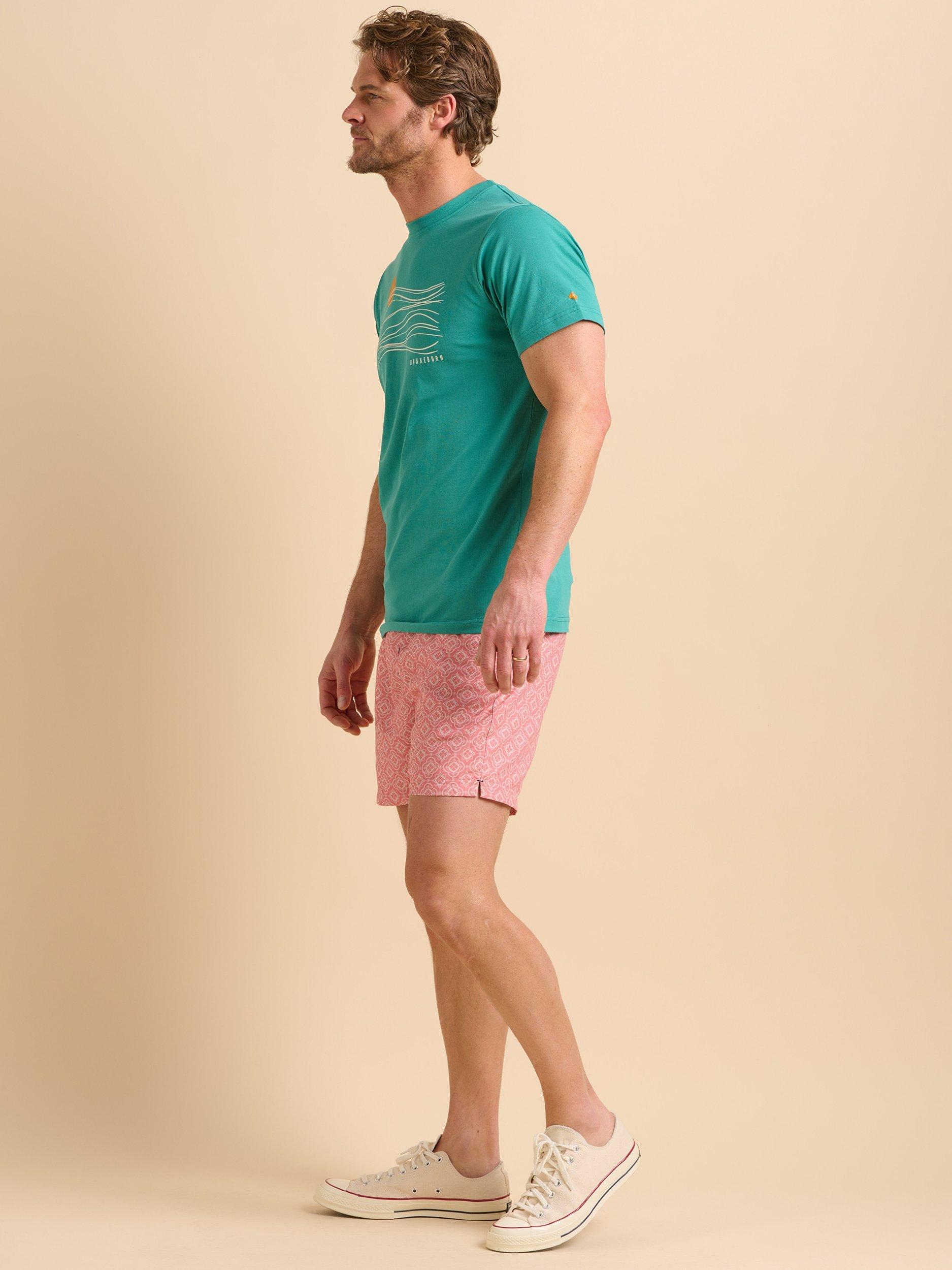 Product image 3 of 5, which shows Brakeburn Cotton Regular Fit Painted Waves Graphic T-Shirt, Green, S