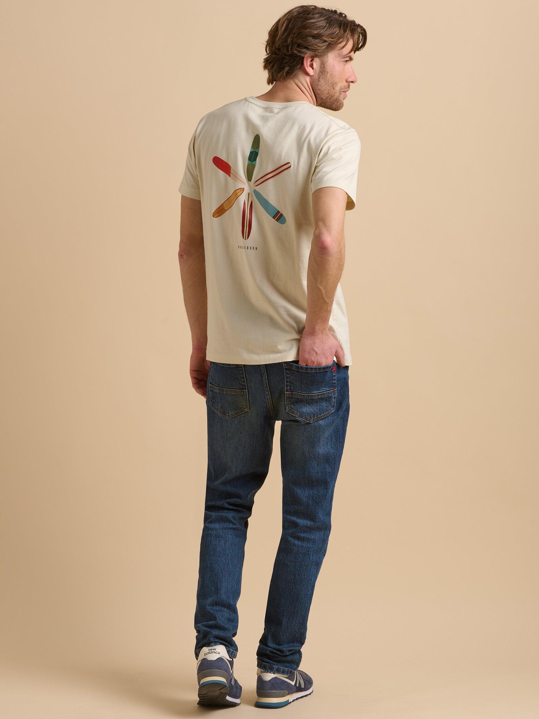 Product image 3 of 6, which shows Brakeburn Cotton Regular Fit Short Sleeve Boards Graphic T-Shirt, Beige, S