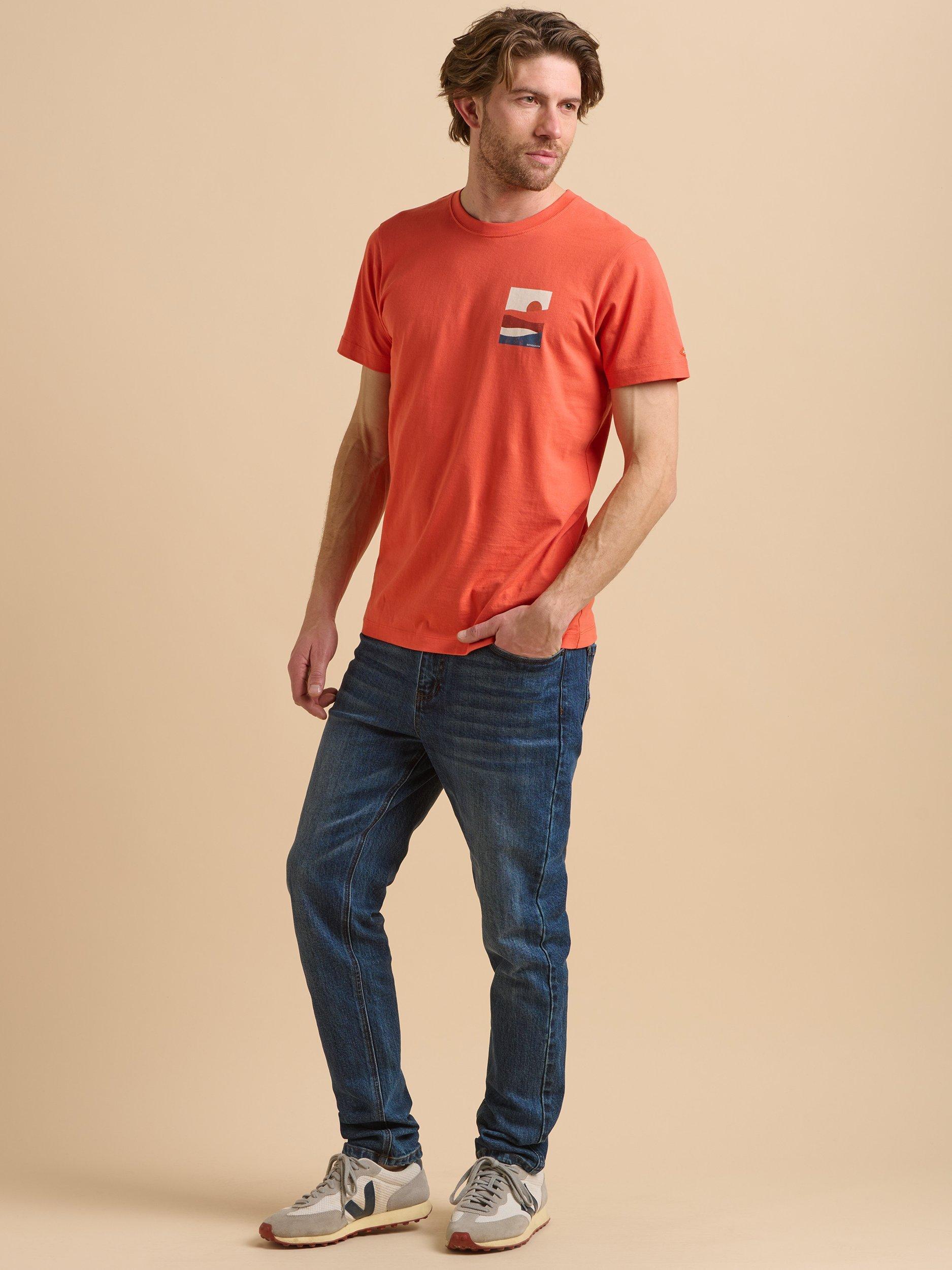 Product image 1 of 5, which shows Brakeburn Cotton Regular Fit Short Sleeve Sunset Graphic T-Shirt, Orange, S