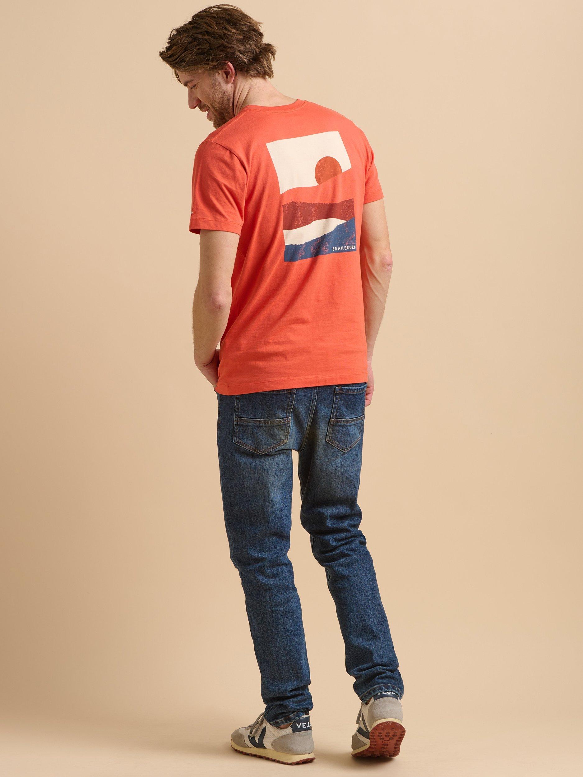 Product image 2 of 5, which shows Brakeburn Cotton Regular Fit Short Sleeve Sunset Graphic T-Shirt, Orange, S