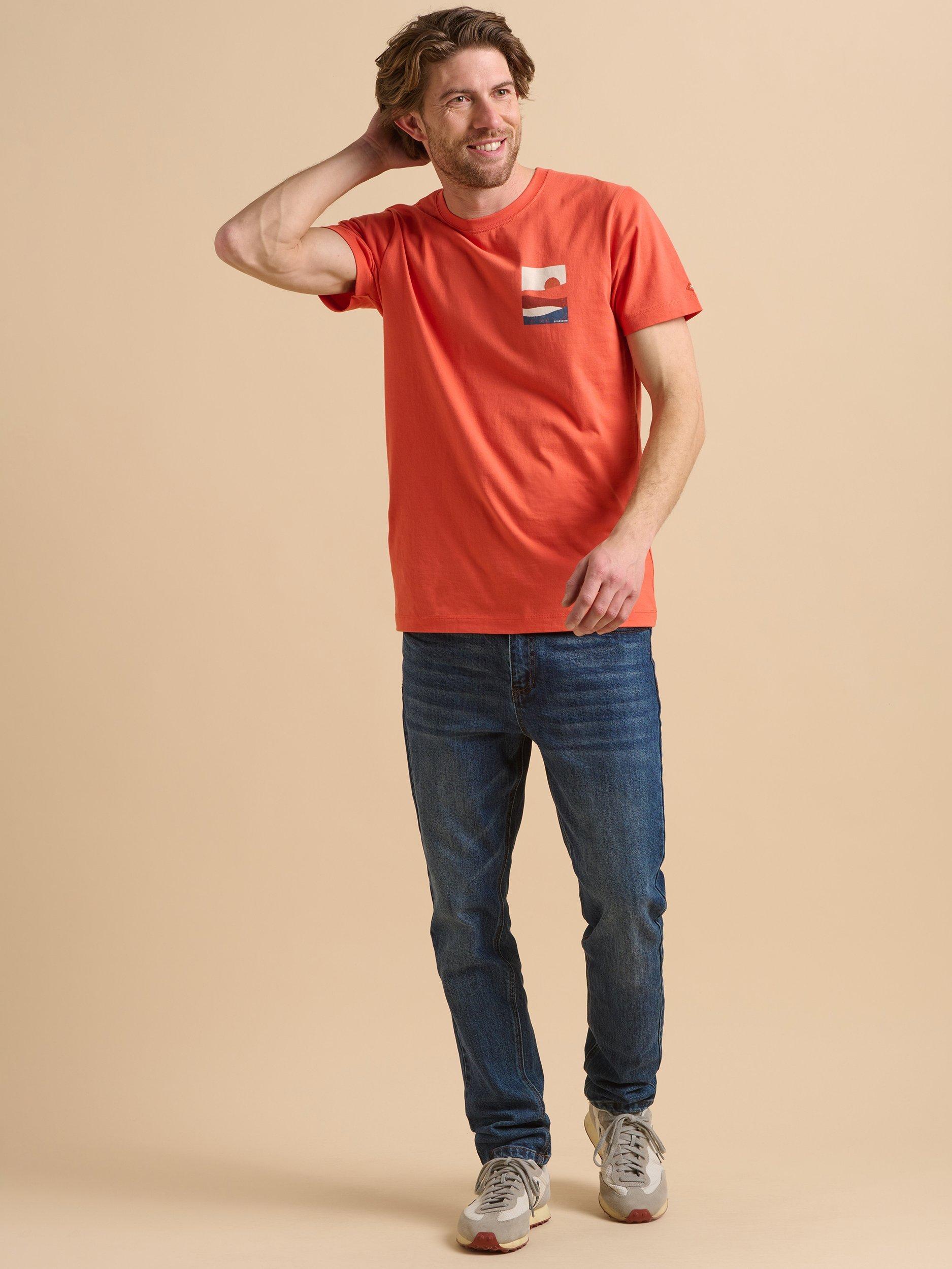 Product image 4 of 5, which shows Brakeburn Cotton Regular Fit Short Sleeve Sunset Graphic T-Shirt, Orange, S