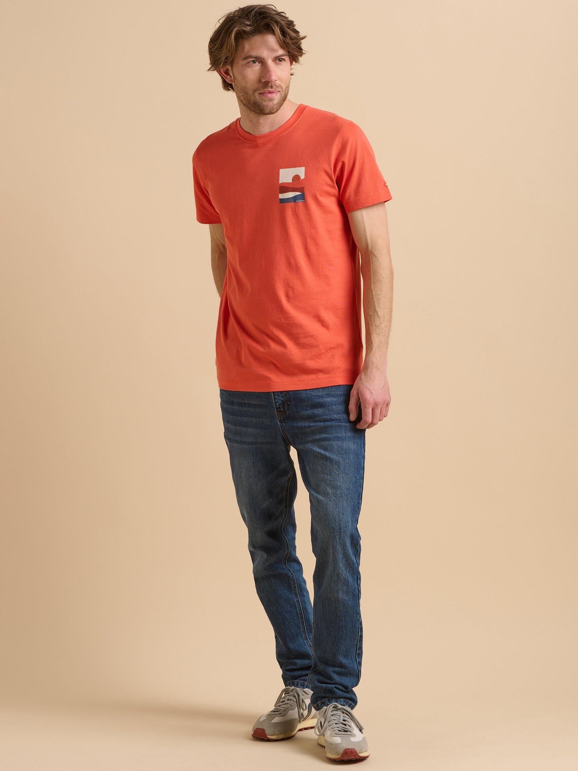 Product image 5 of 5, which shows Brakeburn Cotton Regular Fit Short Sleeve Sunset Graphic T-Shirt, Orange, S