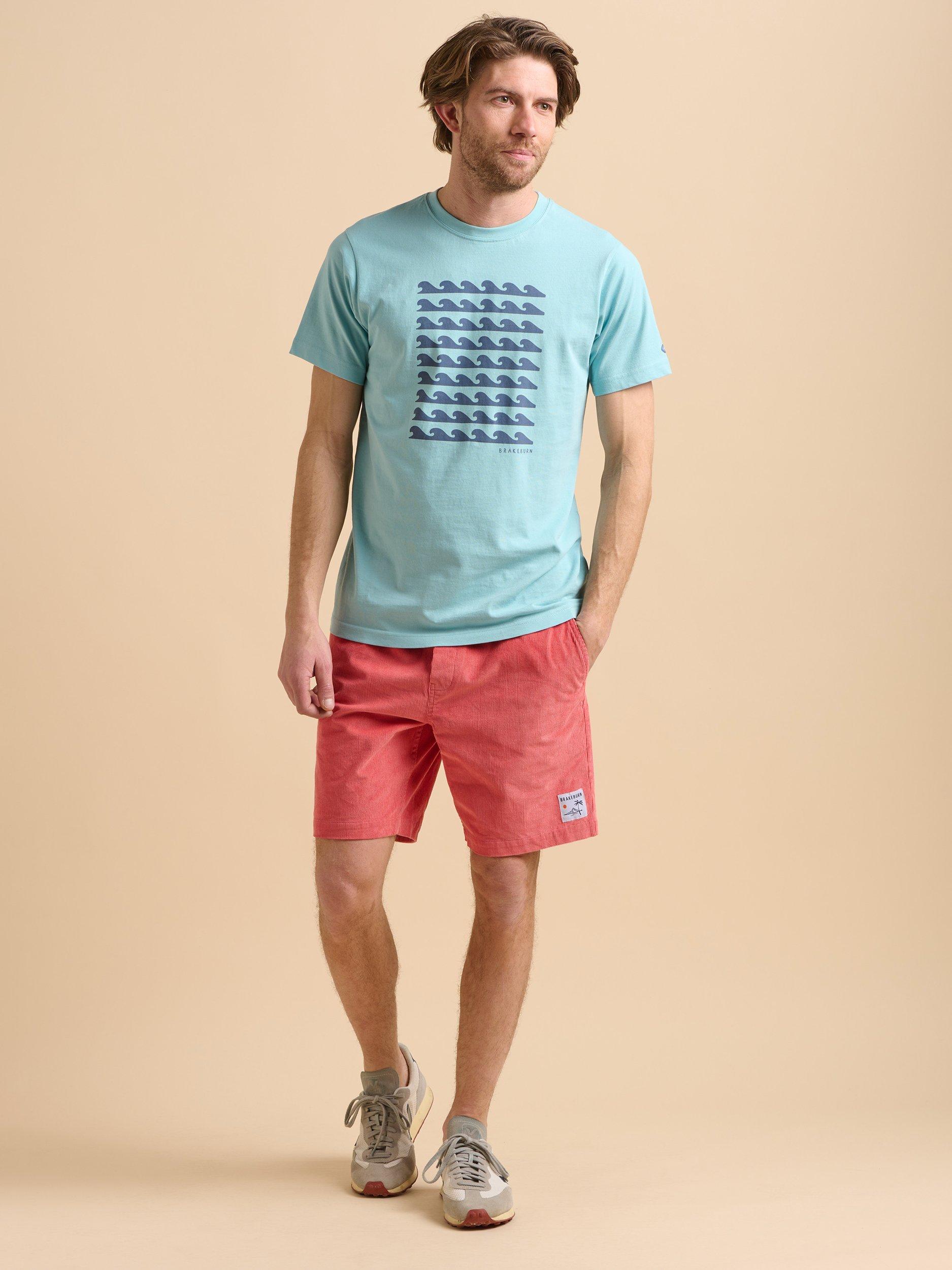 Product image 1 of 5, which shows Brakeburn Cotton Regular Fit Short Sleeve Waves Graphic T-Shirt, Light Blue, S