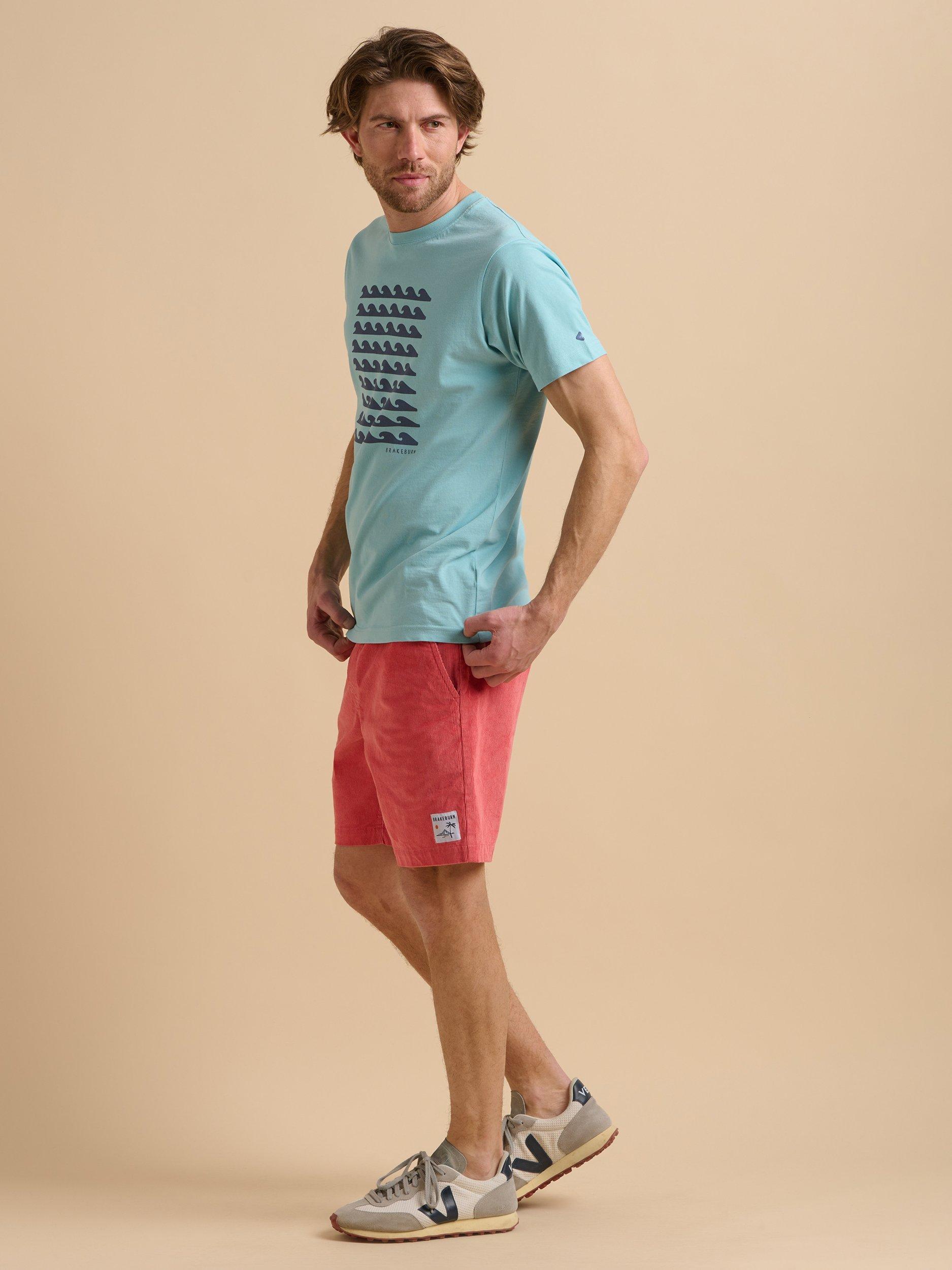 Product image 3 of 5, which shows Brakeburn Cotton Regular Fit Short Sleeve Waves Graphic T-Shirt, Light Blue, S
