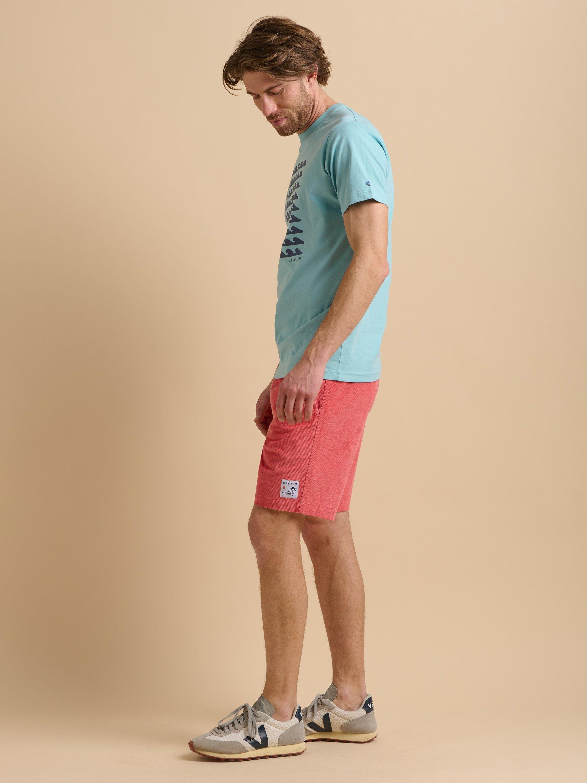 Product image 4 of 5, which shows Brakeburn Cotton Regular Fit Short Sleeve Waves Graphic T-Shirt, Light Blue, S