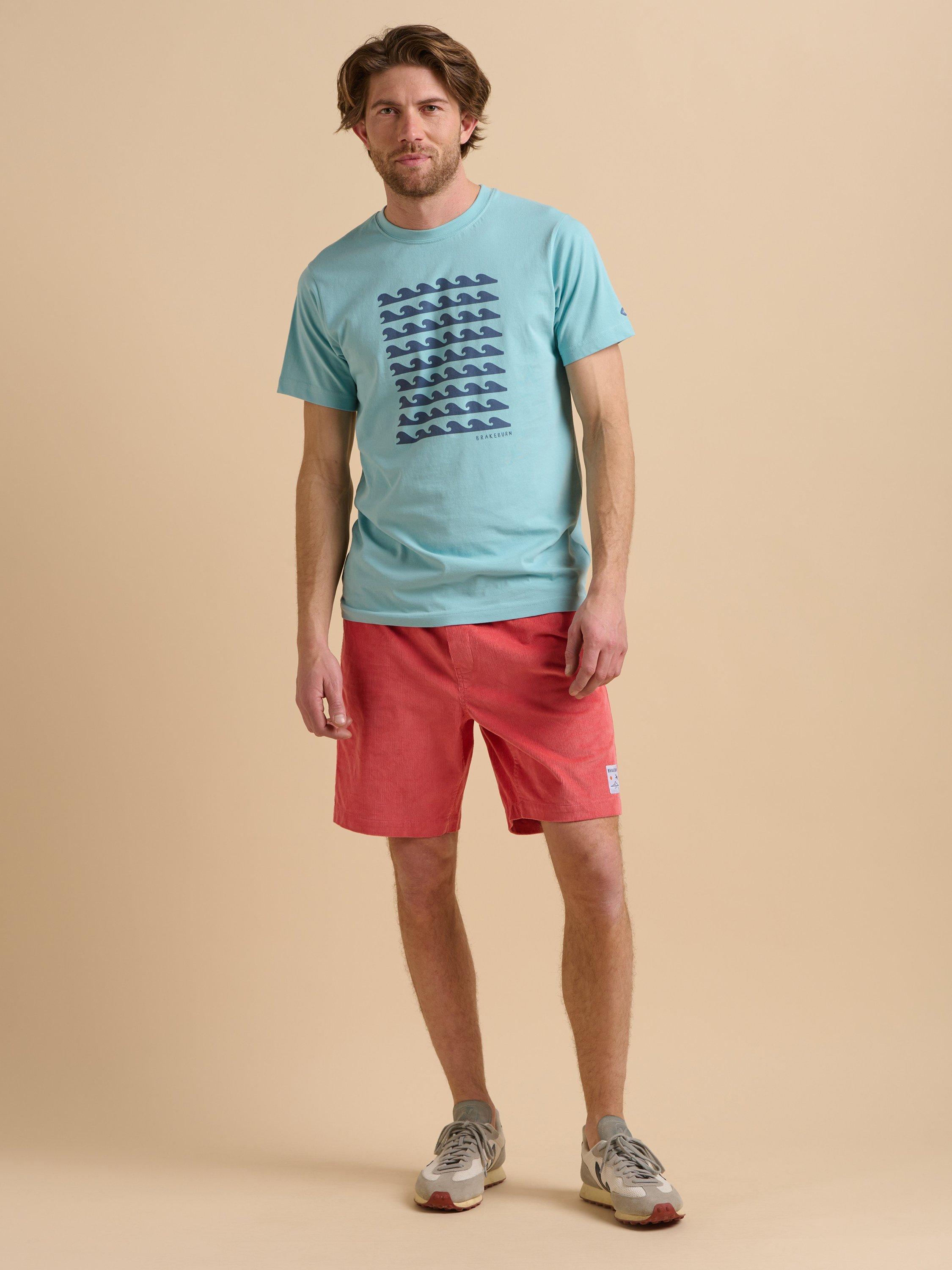 Product image 5 of 5, which shows Brakeburn Cotton Regular Fit Short Sleeve Waves Graphic T-Shirt, Light Blue, S