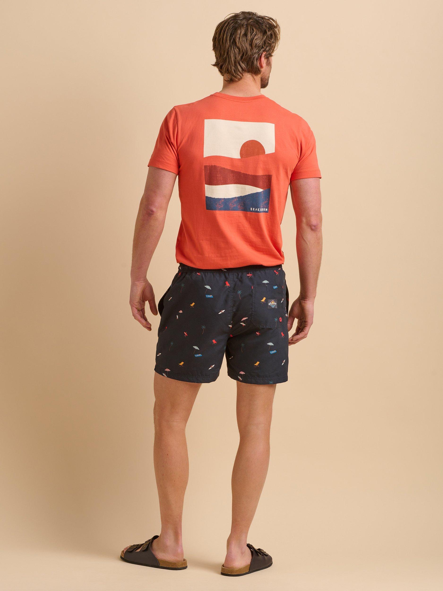 Product image 3 of 6, which shows Brakeburn Beach Scene Swimshorts, Navy, 30