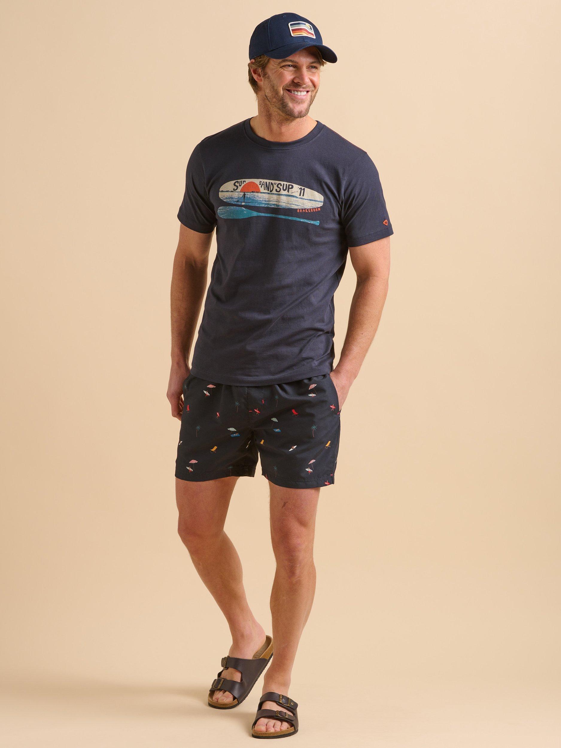 Product image 4 of 6, which shows Brakeburn Beach Scene Swimshorts, Navy, 30