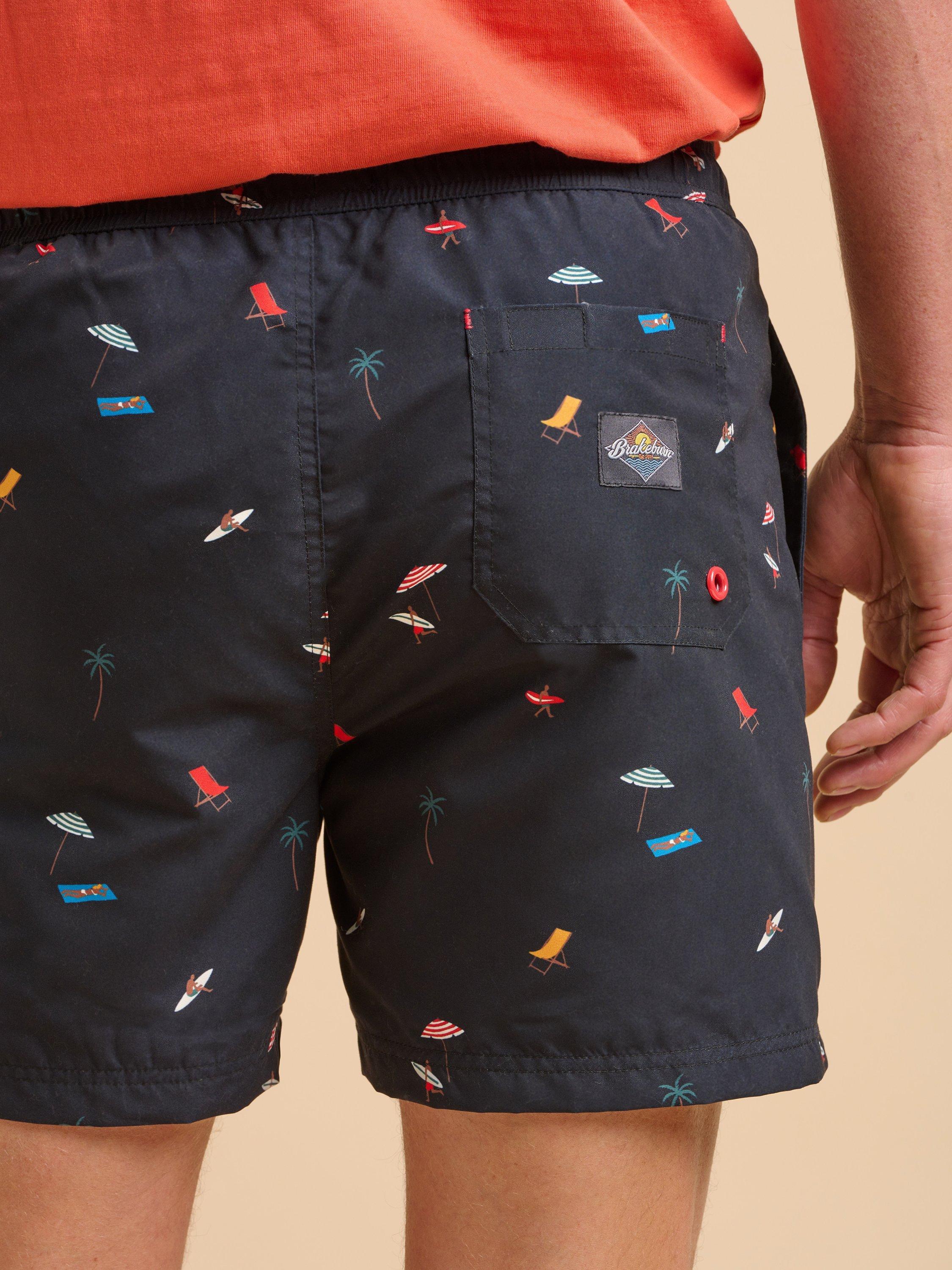 Product image 5 of 6, which shows Brakeburn Beach Scene Swimshorts, Navy, 30