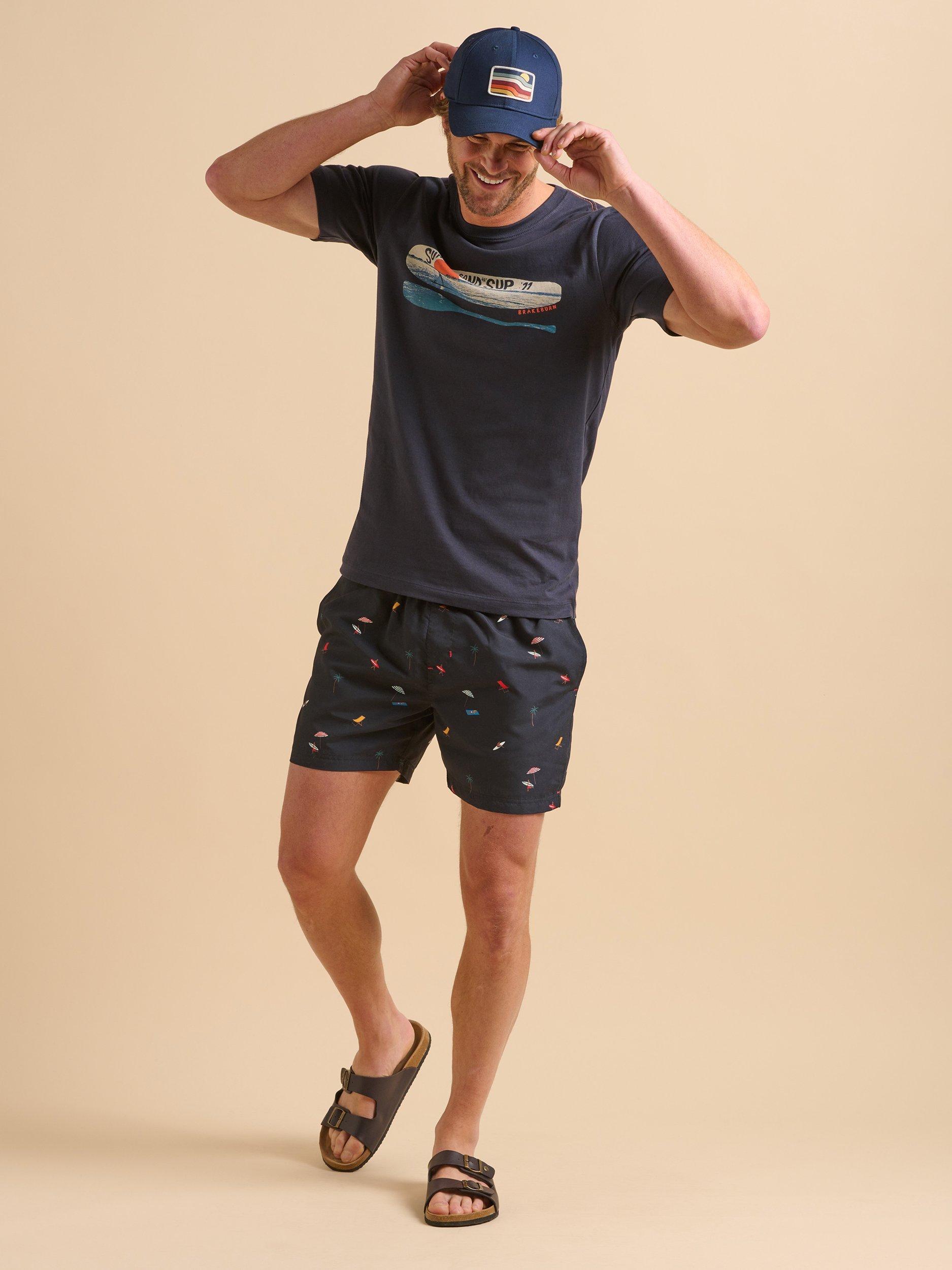 Product image 6 of 6, which shows Brakeburn Beach Scene Swimshorts, Navy, 30