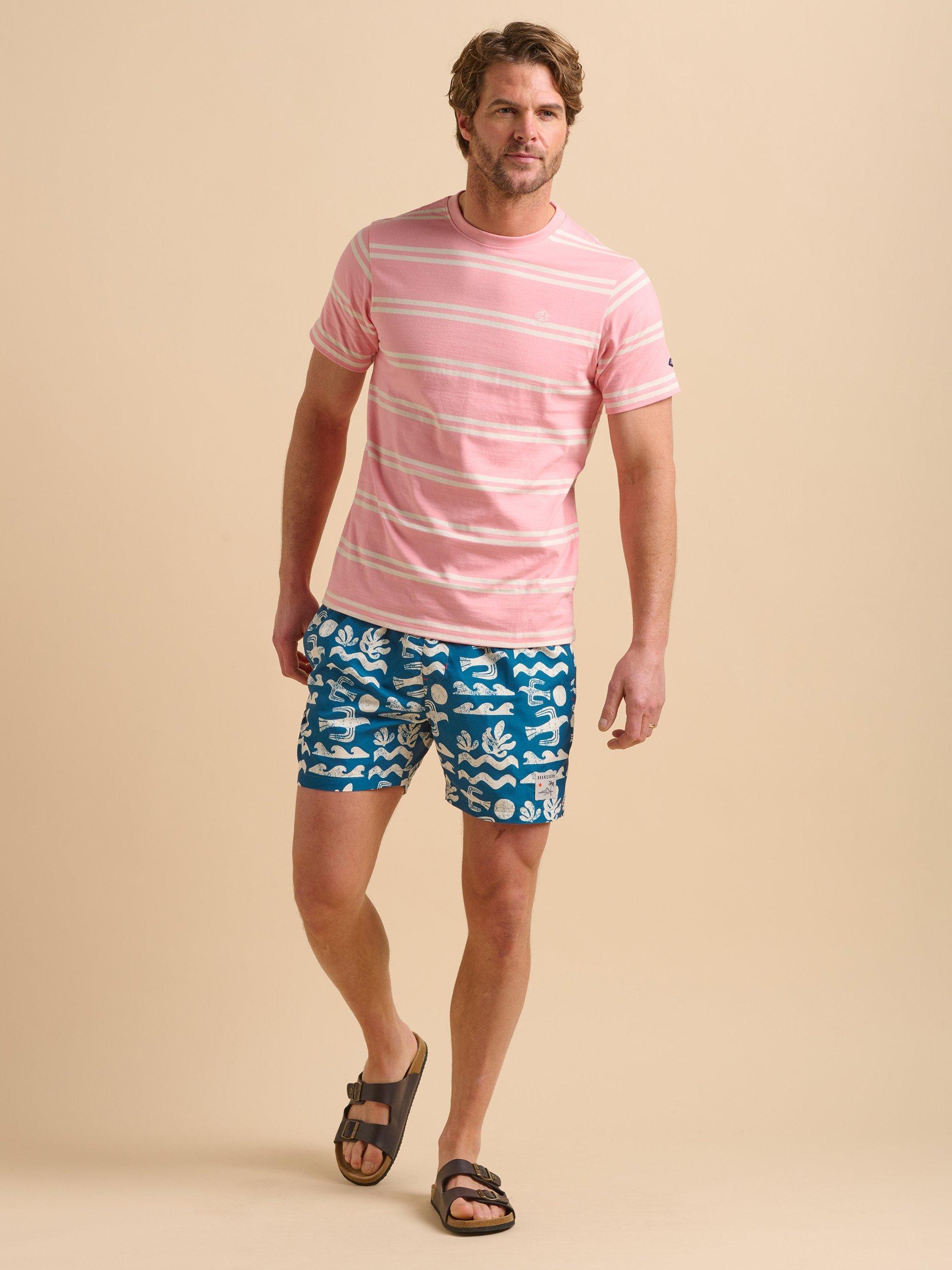 Product image 1 of 6, which shows Brakeburn Coast Print Swimshorts, Blue, 30
