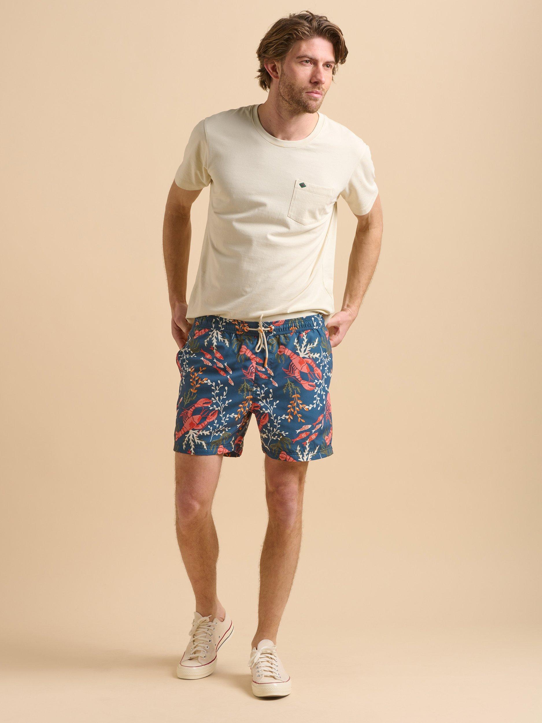 Product image 1 of 6, which shows Brakeburn Lobster Print Swimshorts, Blue, 30