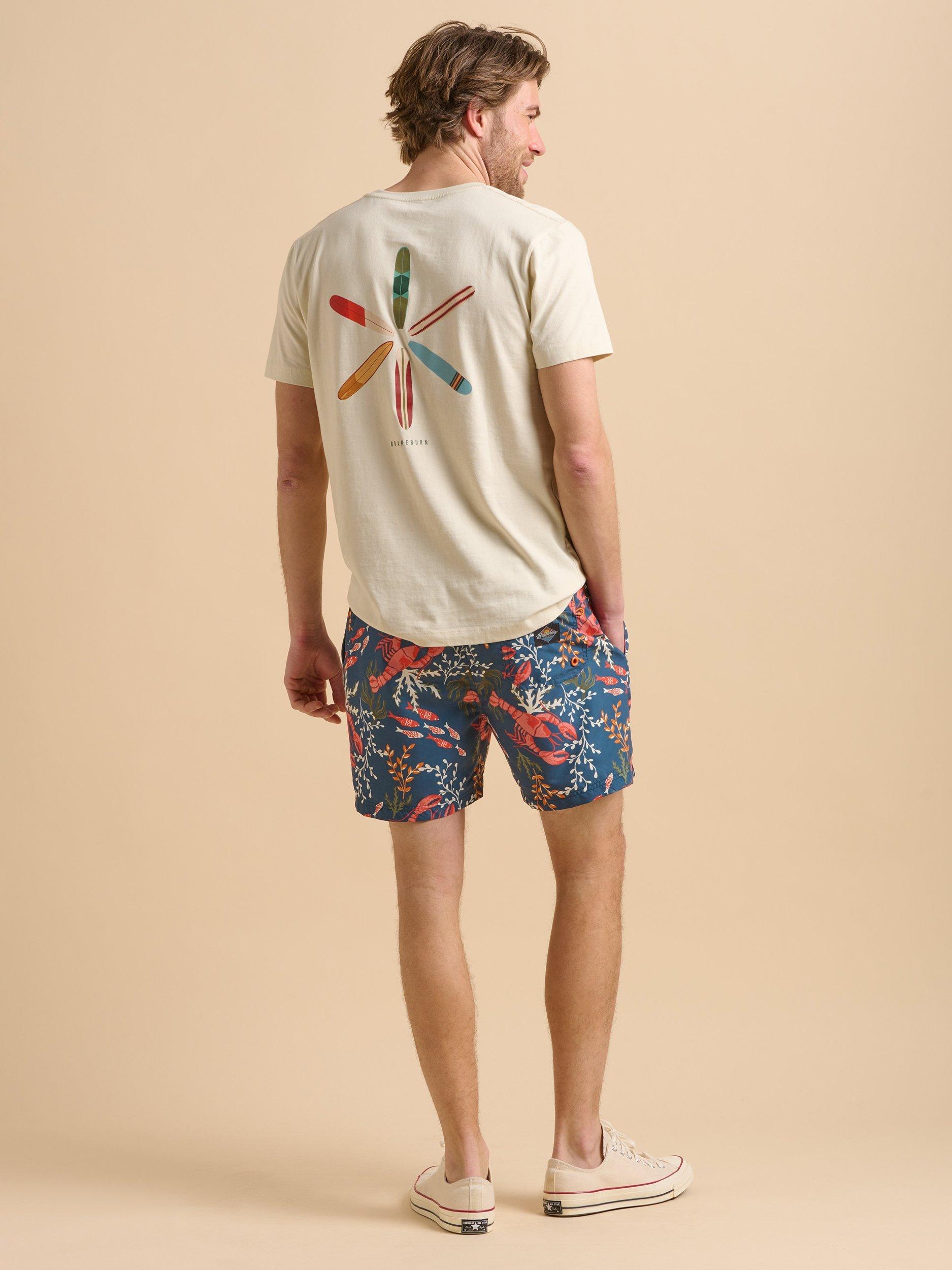 Product image 2 of 6, which shows Brakeburn Lobster Print Swimshorts, Blue, 30