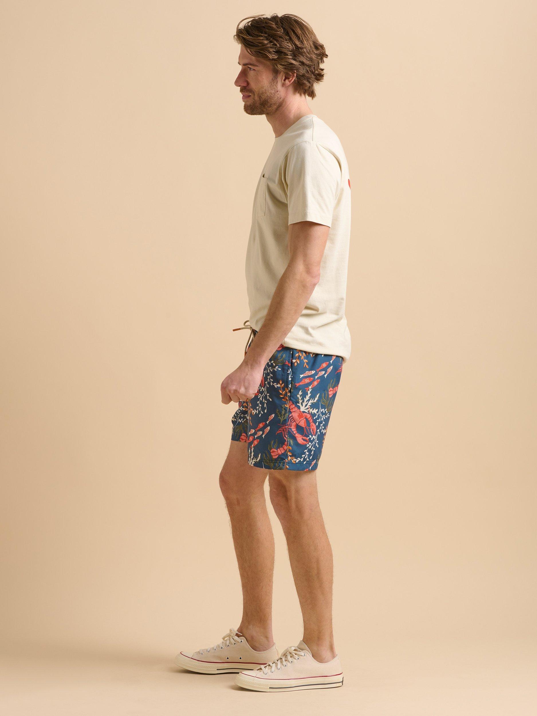 Product image 3 of 6, which shows Brakeburn Lobster Print Swimshorts, Blue, 30